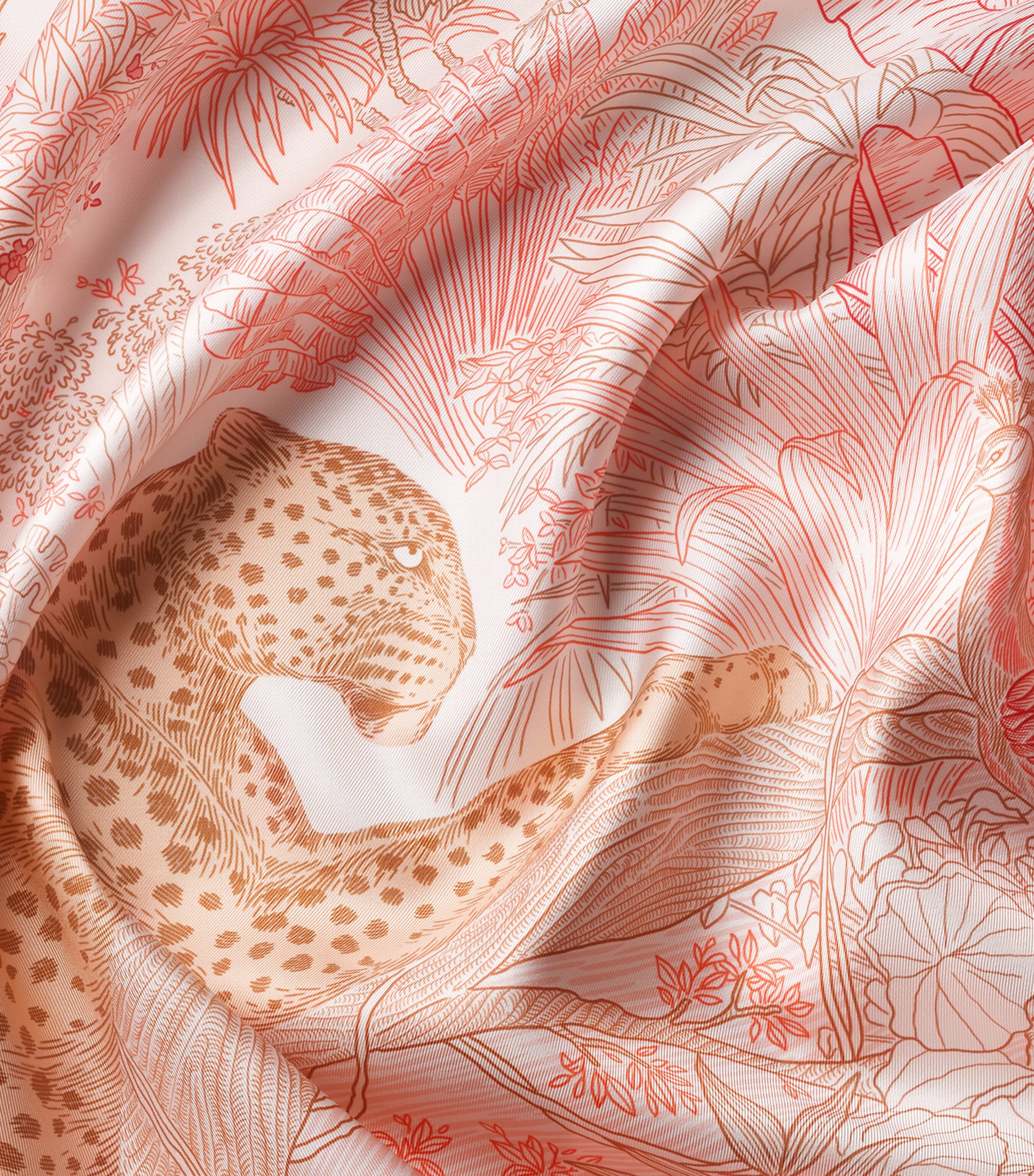 Silk Panthère Greenhouse Scarf CHERRY RED/PINK Image 3