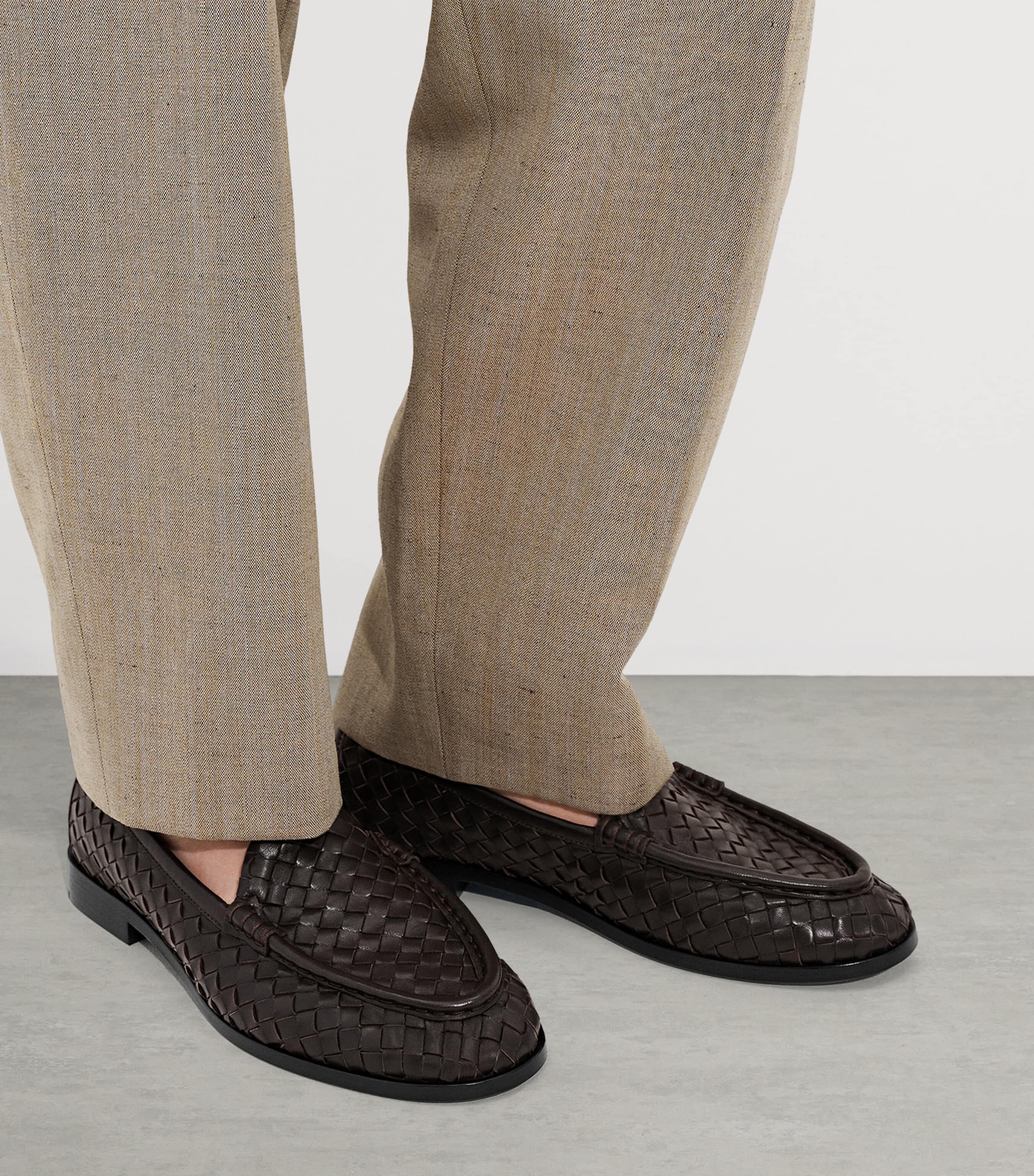 Bottega Veneta Brown Lambskin Intrecciato Loafers | Harrods US