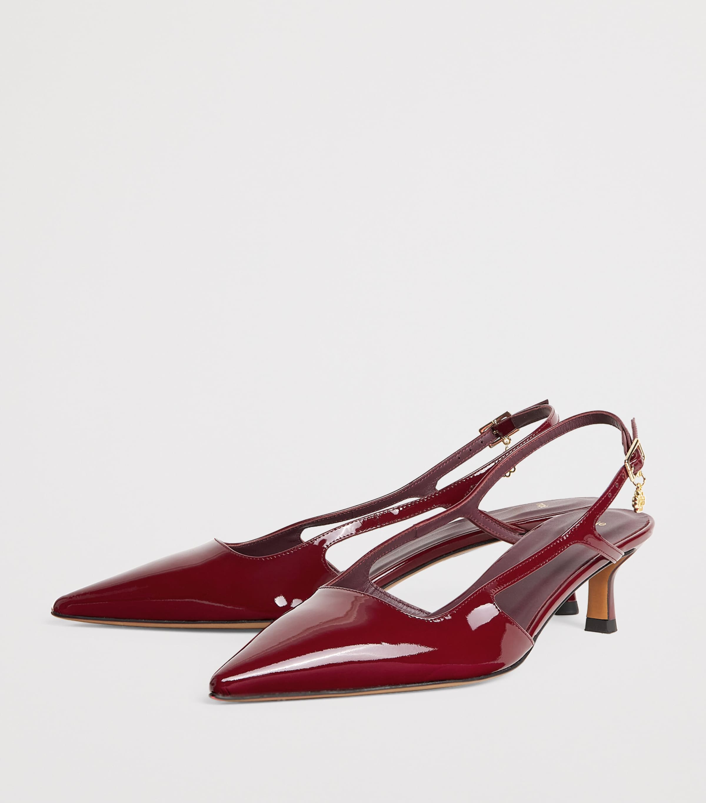 Patent Leather Slingback Pumps 70 BURGUNDY Image 3