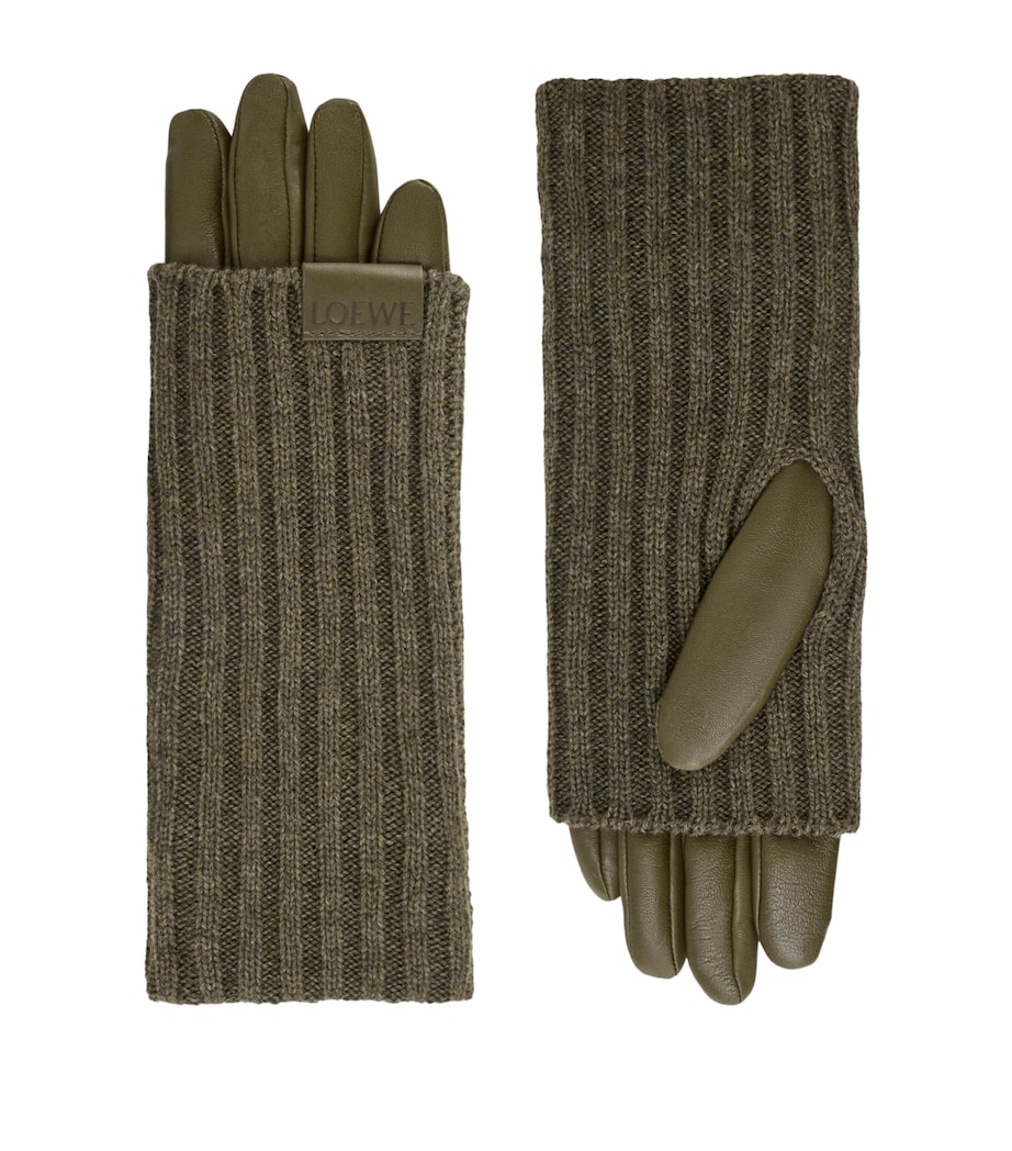 Cashmere-Leather Gloves DARK KHAKI Image 1