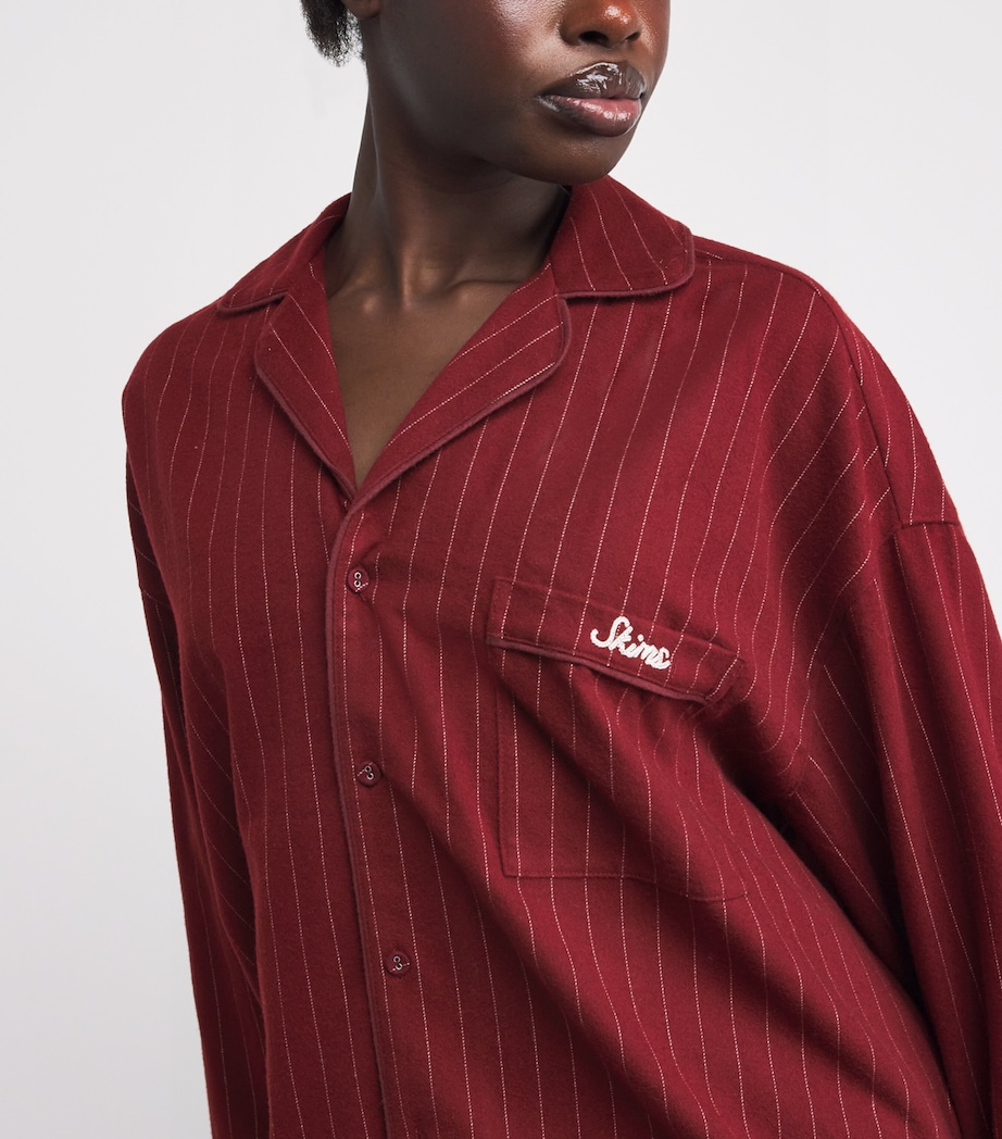 Flannel Pinstripe Pyjama Set MERLOT STRIPE Image 4