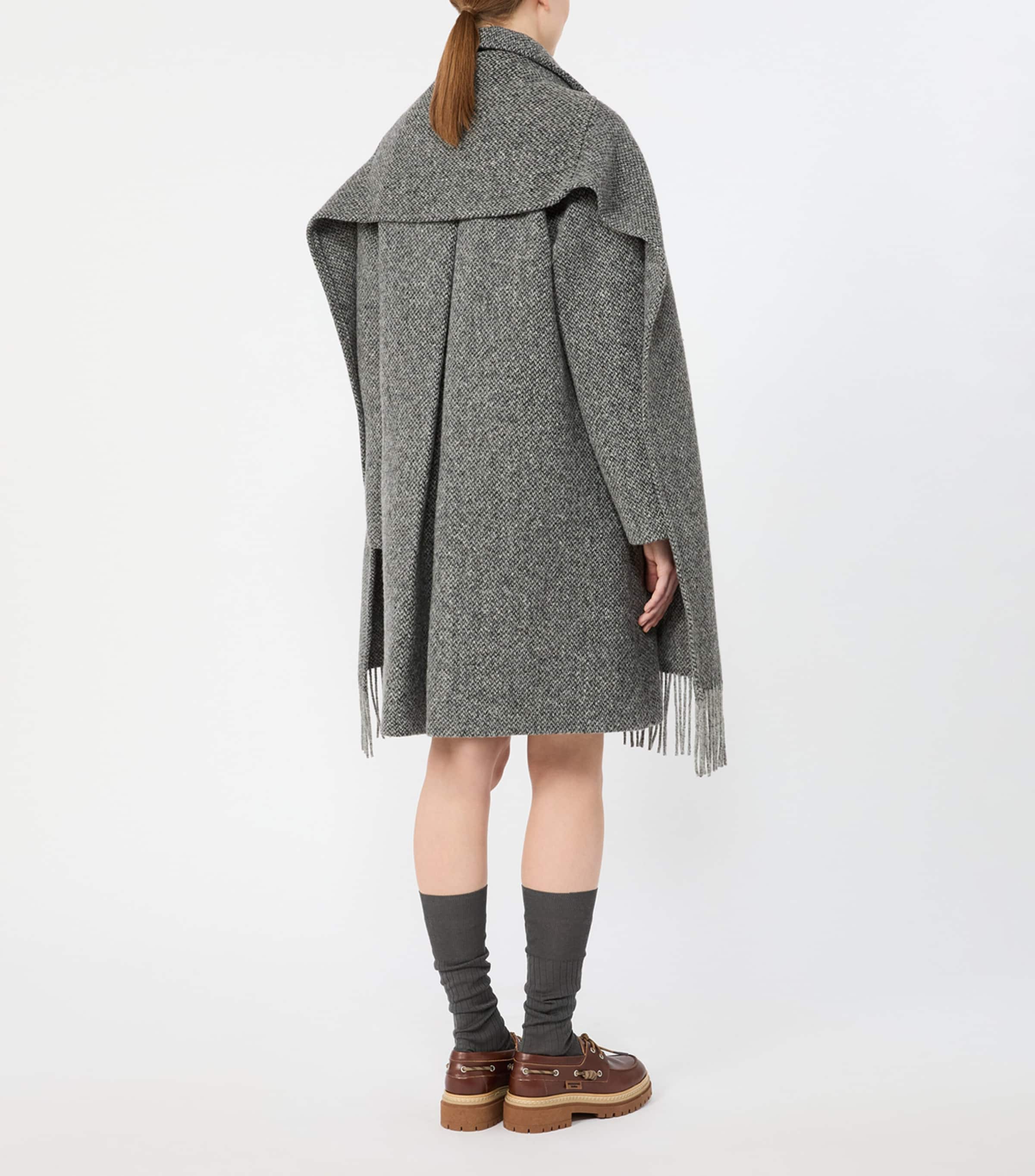 Weekend Max Mara Womens Virgin Wool-Blend Scarf-Detail Coat Dark Grey Image 4