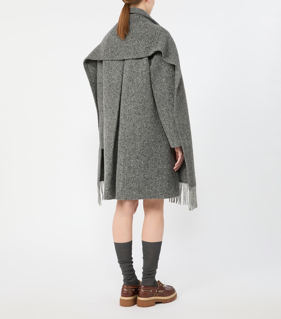 Weekend Max Mara Womens Virgin Wool-Blend Scarf-Detail Coat Dark Grey Image 4