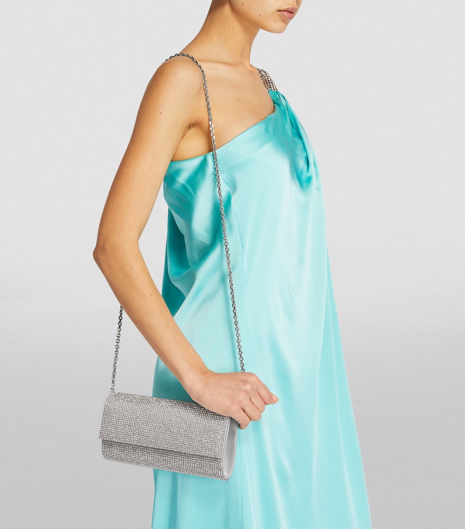 Satin Crystal-Embellished Perry Clutch Bag SRHIN-SILVER RHINE Image 4