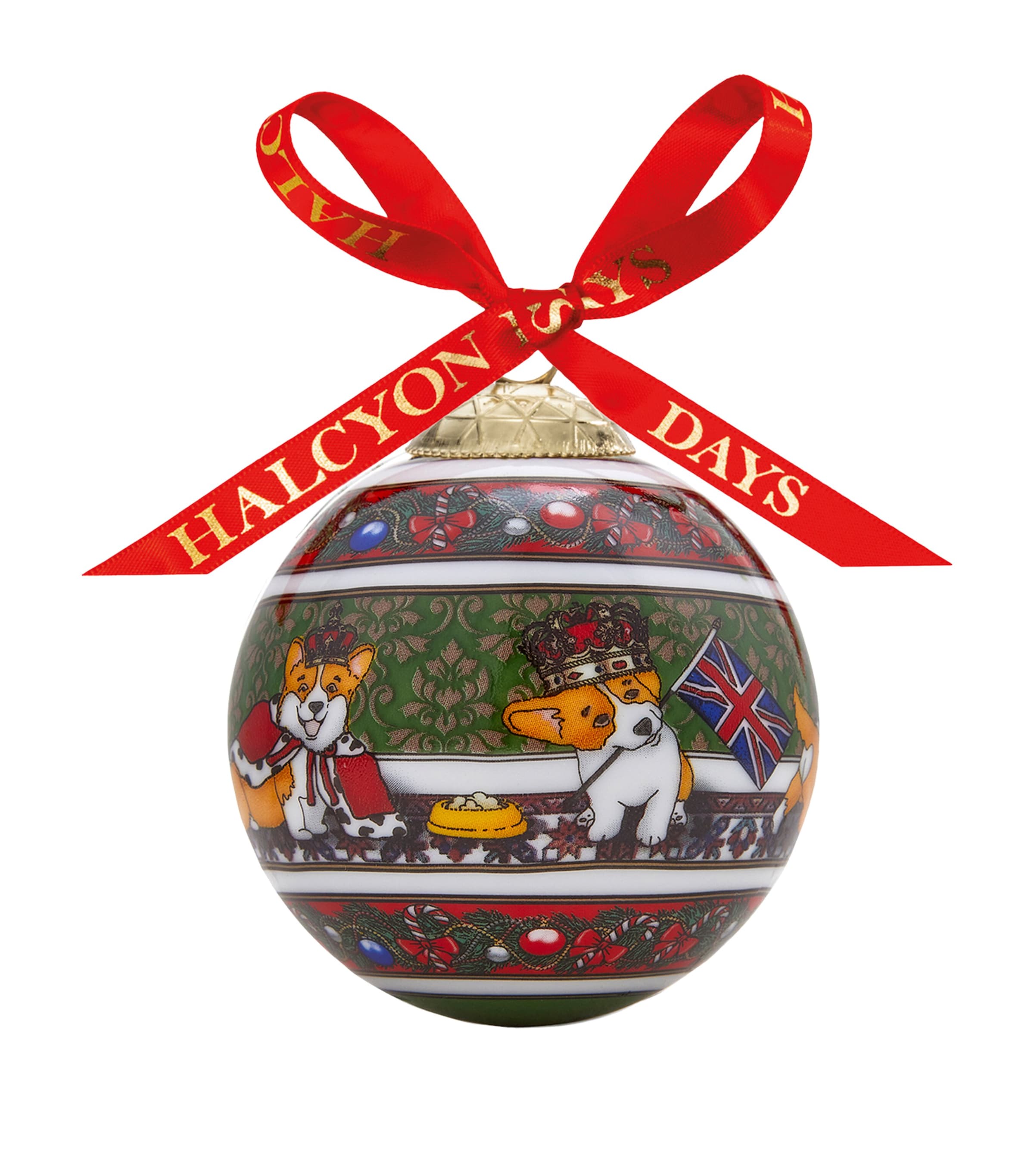 Halcyon Days Corgi At Christmas Bauble In Multi
