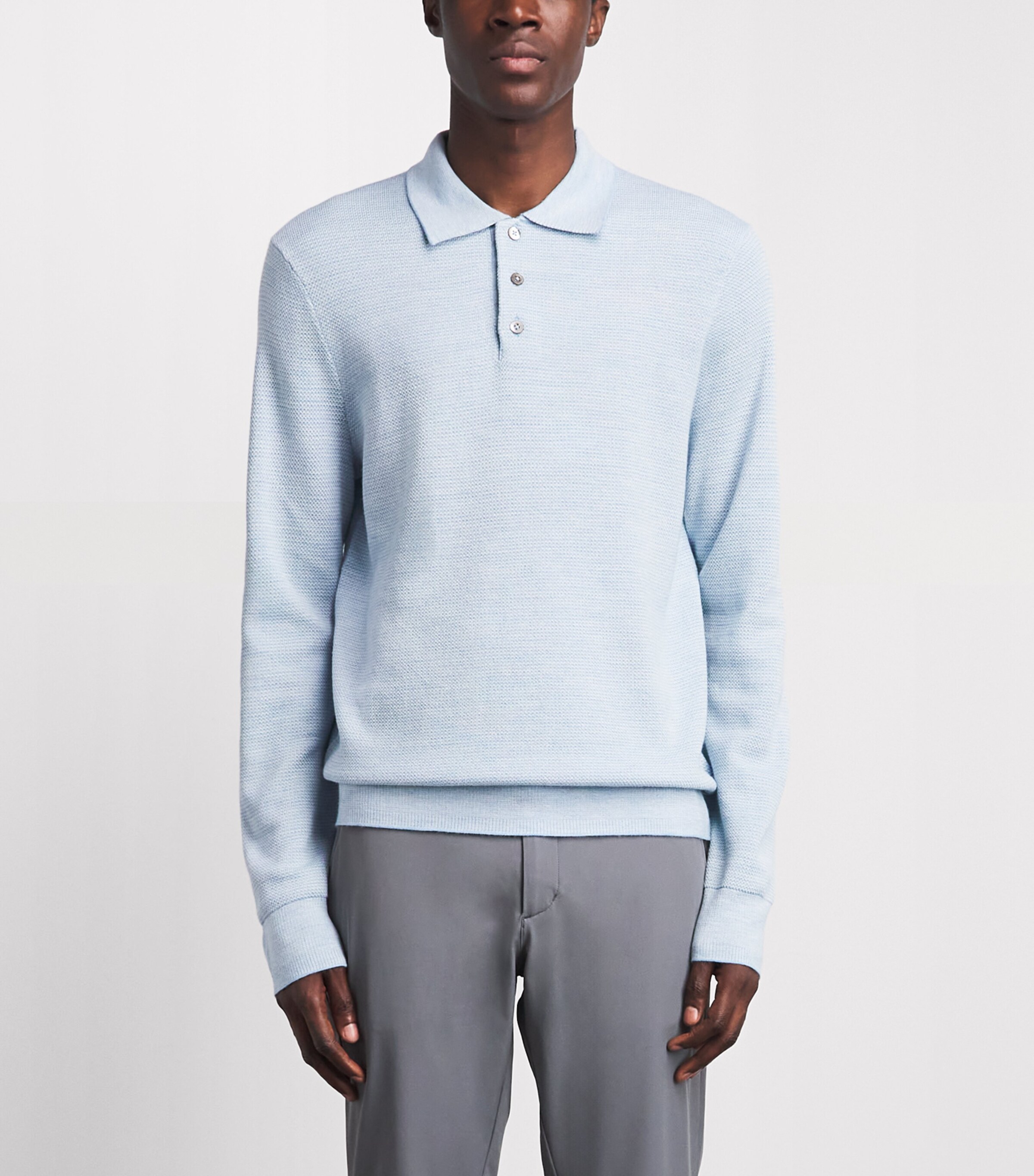RLX Ralph Lauren Mens Knit Long-Sleeve Polo Shirt Blue Combo Image 4