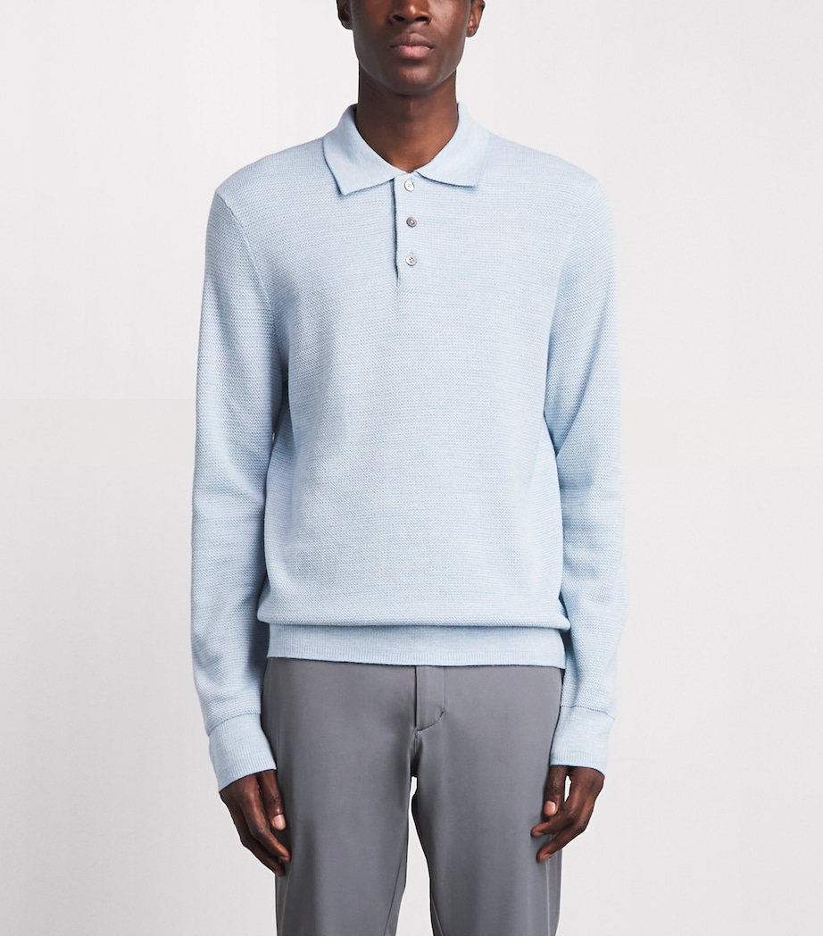 RLX Ralph Lauren Mens Knit Long-Sleeve Polo Shirt Blue Combo Image 4