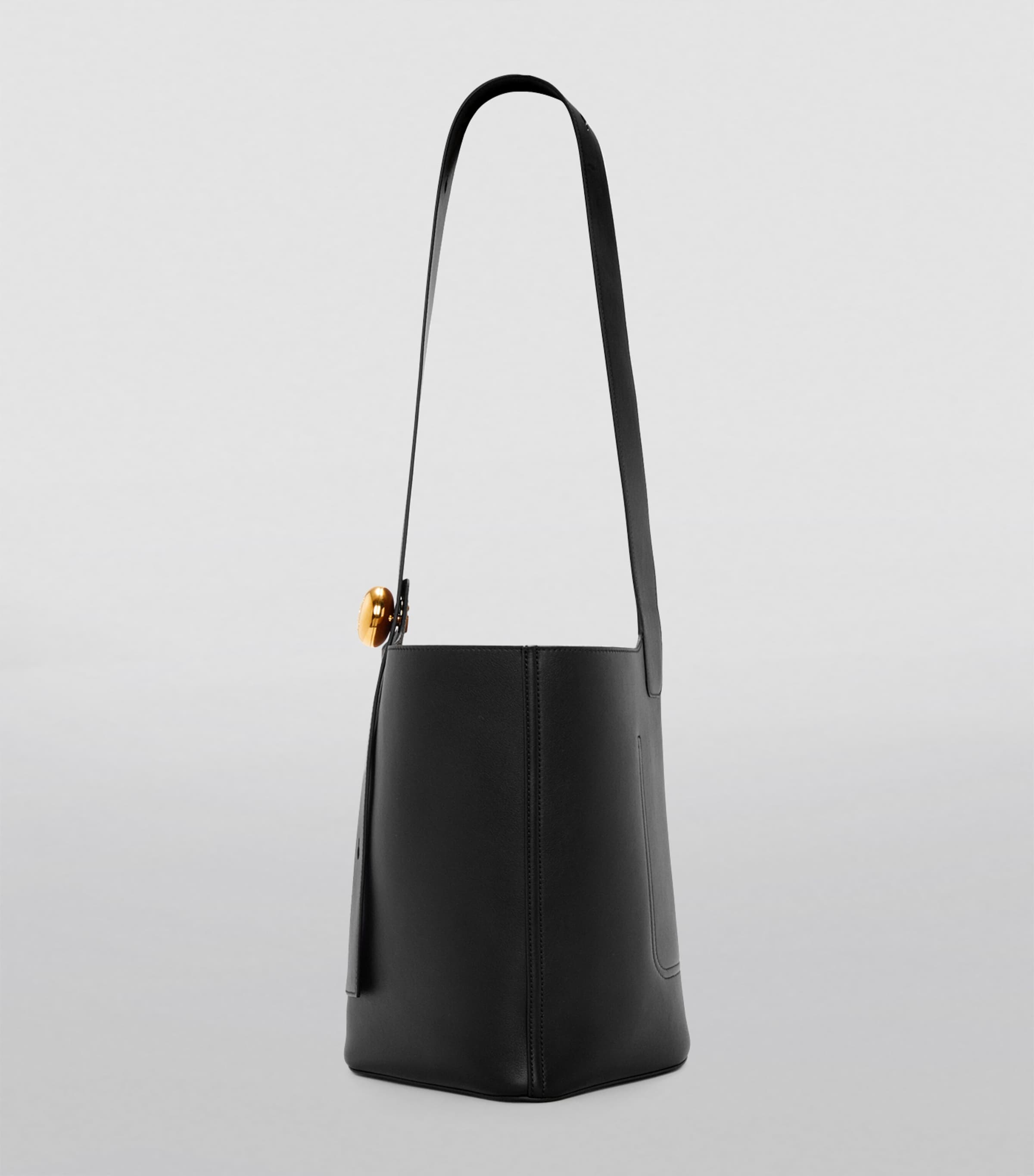 Medium Pebble-Calfskin Bucket Bag BLACK Image 3