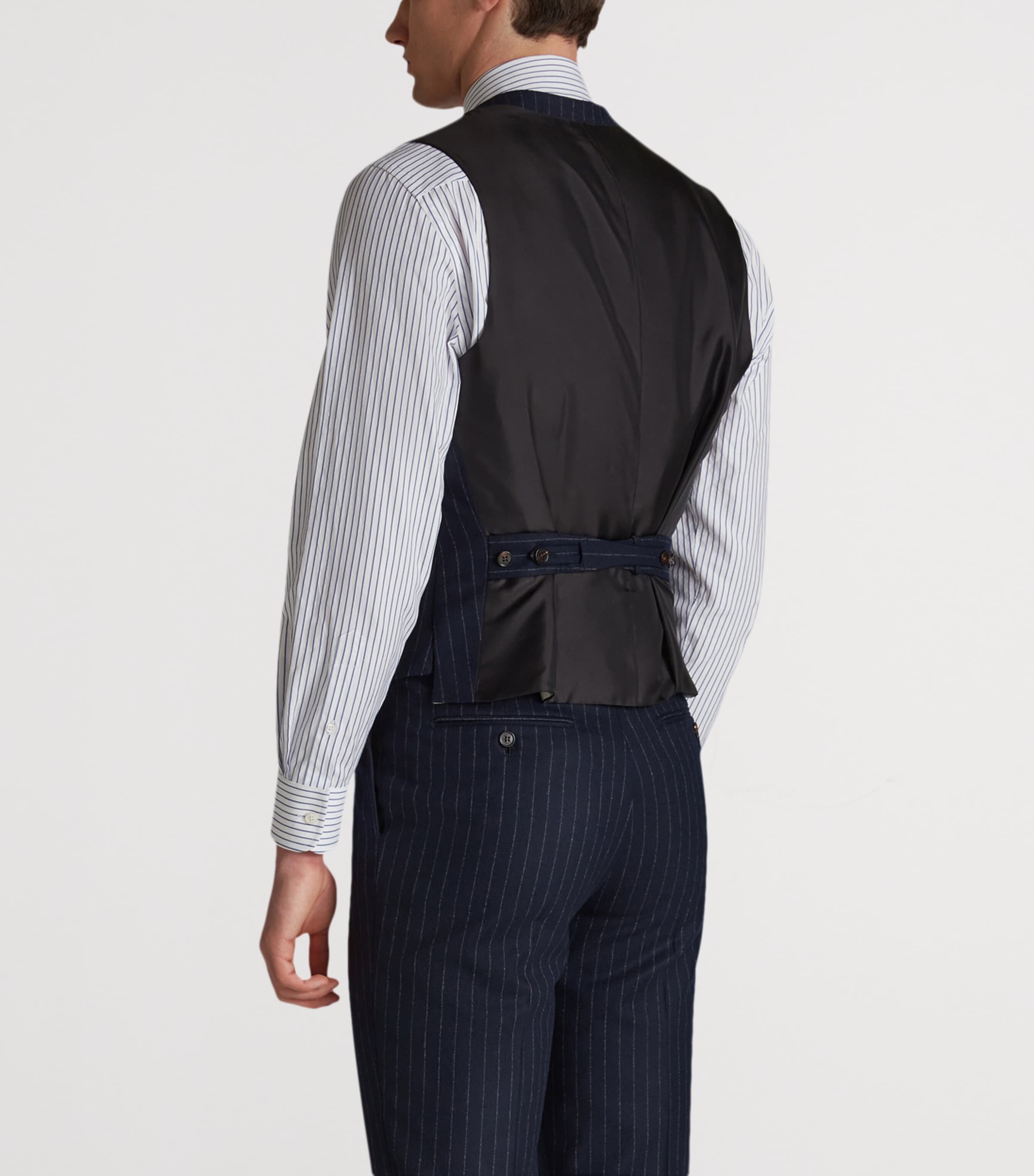 Merino Wool Chalkstripe Waistcoat 416HOUSE NAVY Image 4