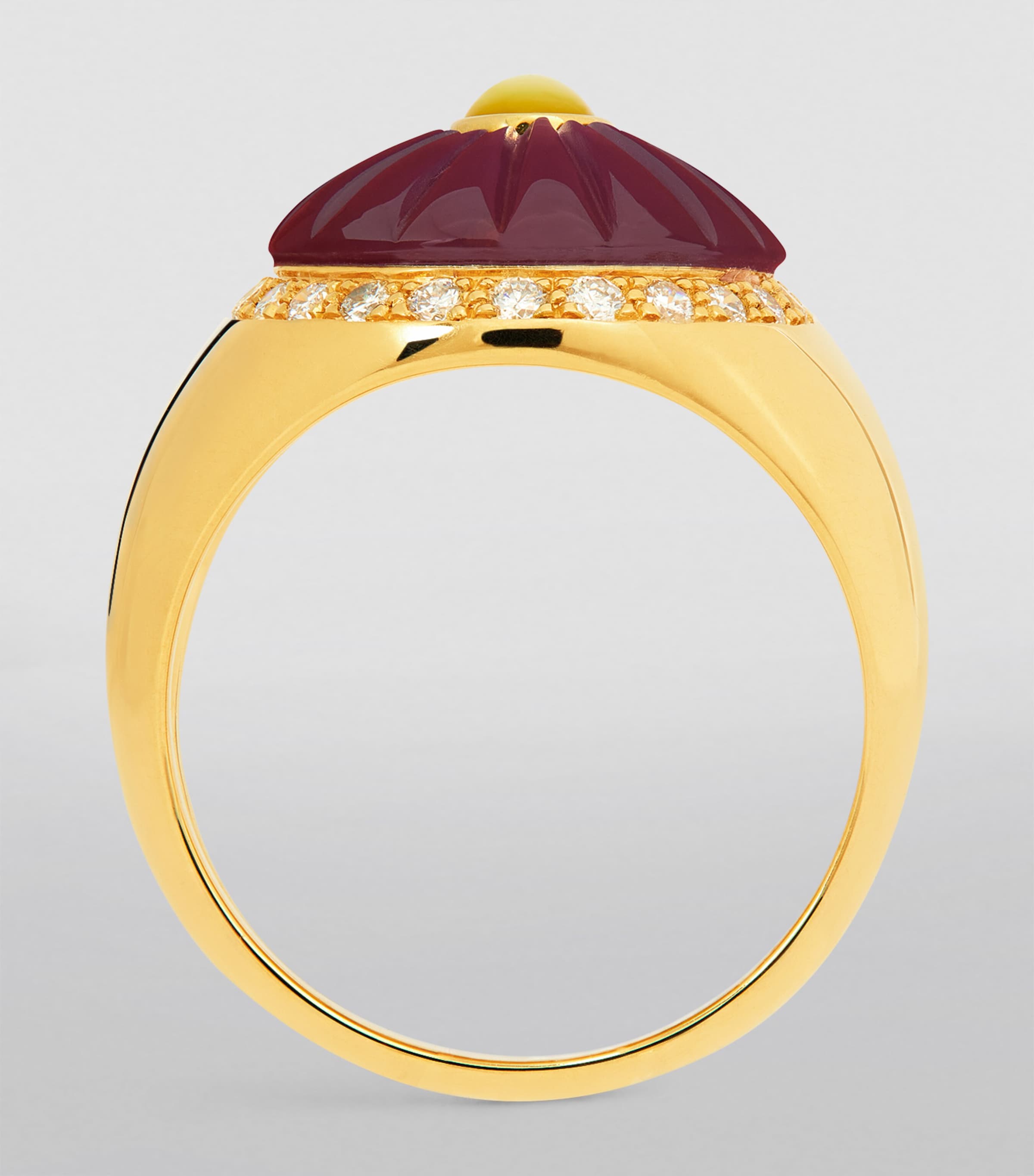 Yellow Gold, Diamond and Amethyst Bond Street Pinky Ring YELLOW GOLD Image 2