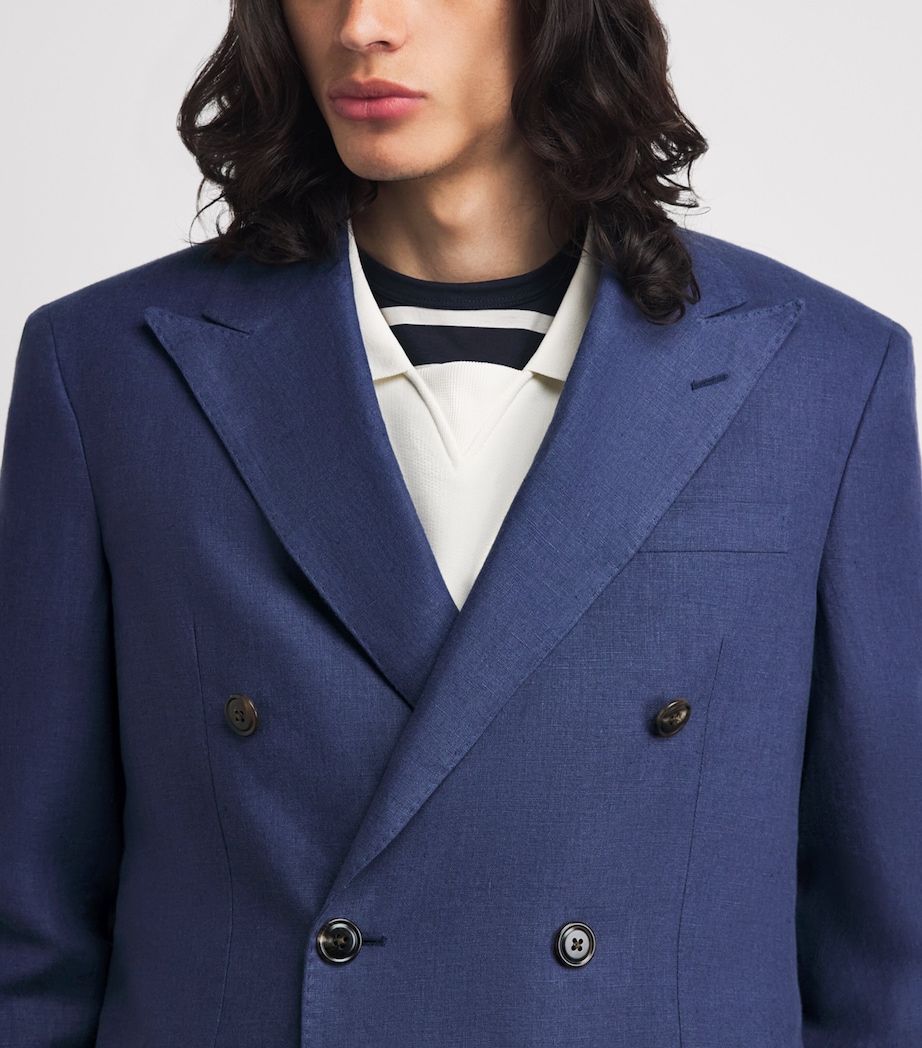 Polo Ralph Lauren Mens Linen Double-Breasted Blazer Classic Blue Image 3
