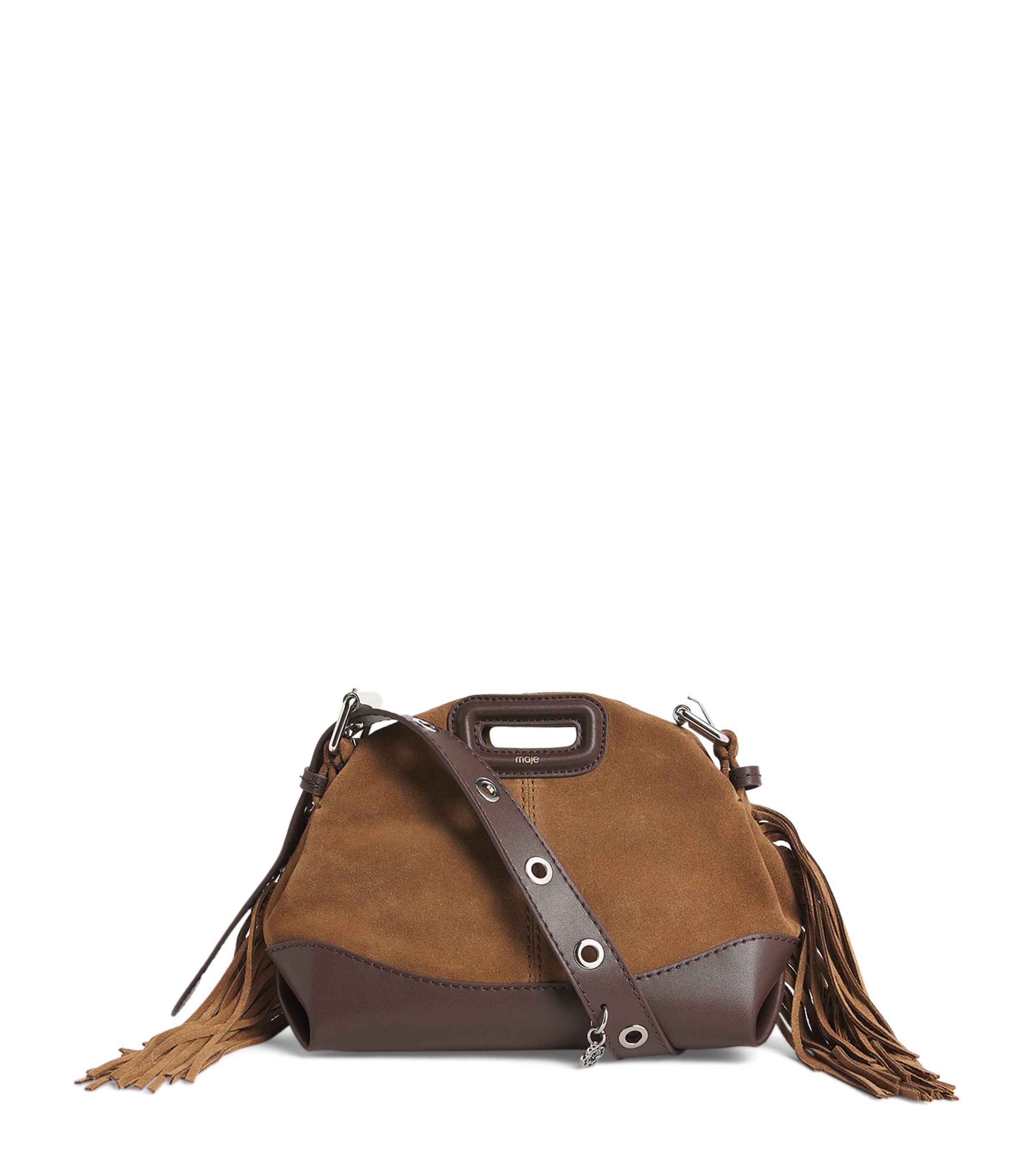 Maje Suede-Leather Miss M Top-Handle Bag Camel/brown Image 1