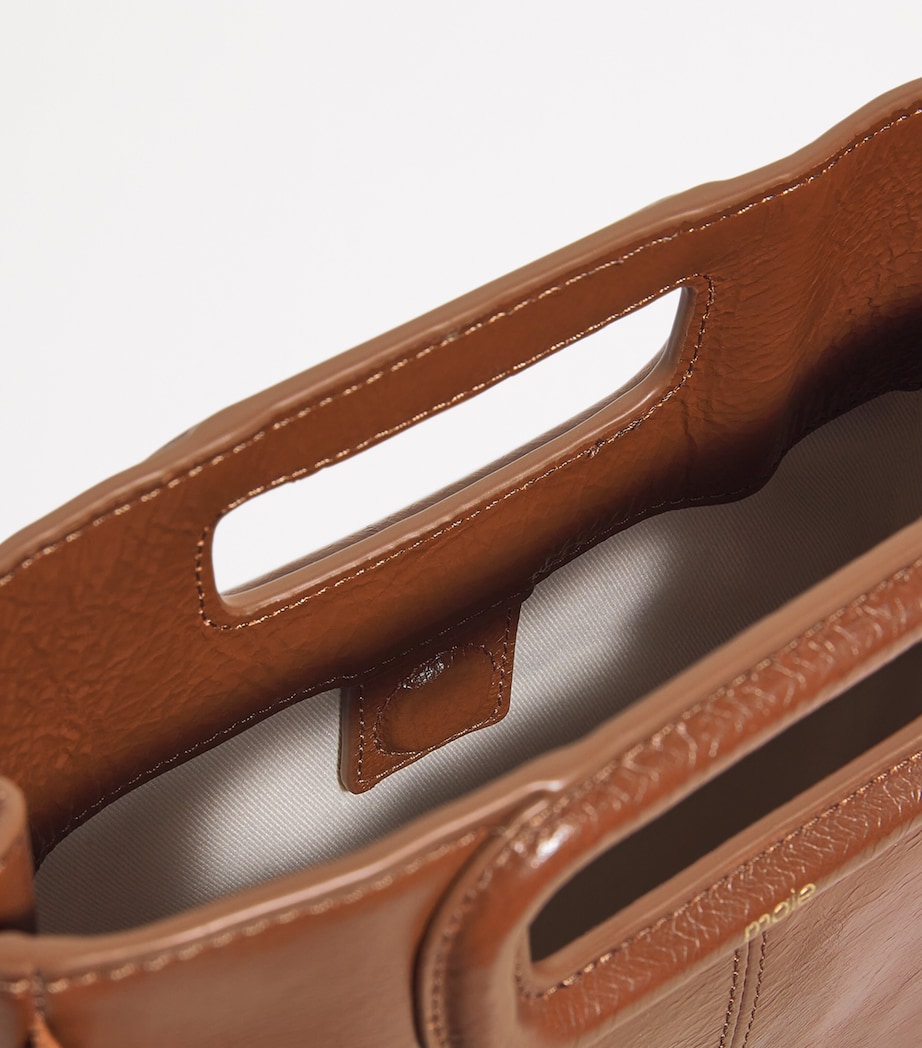 Leather M Top-Handle Bag BROWN Image 4