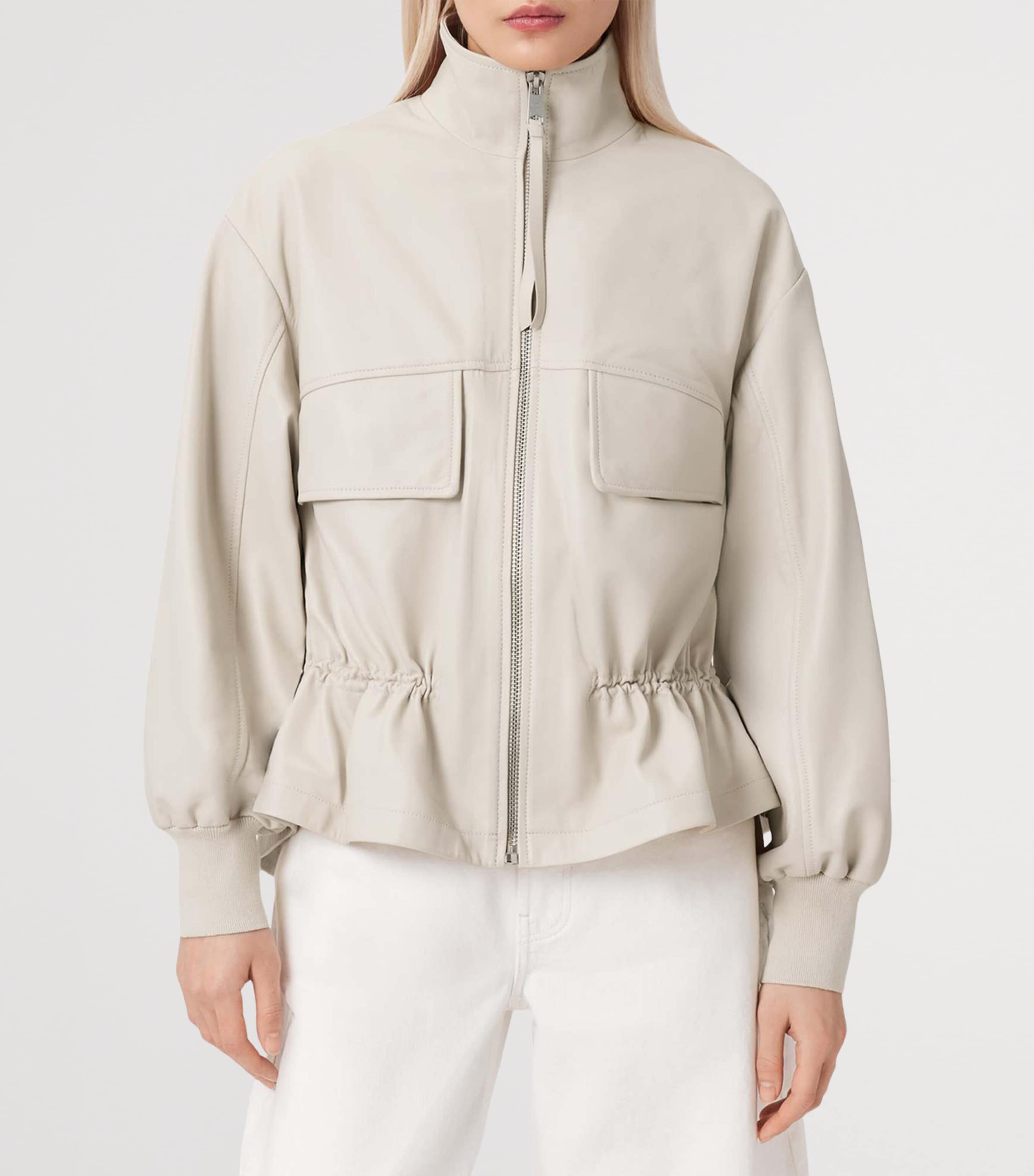 Leather Flor Jacket OFF WHITE Image 5