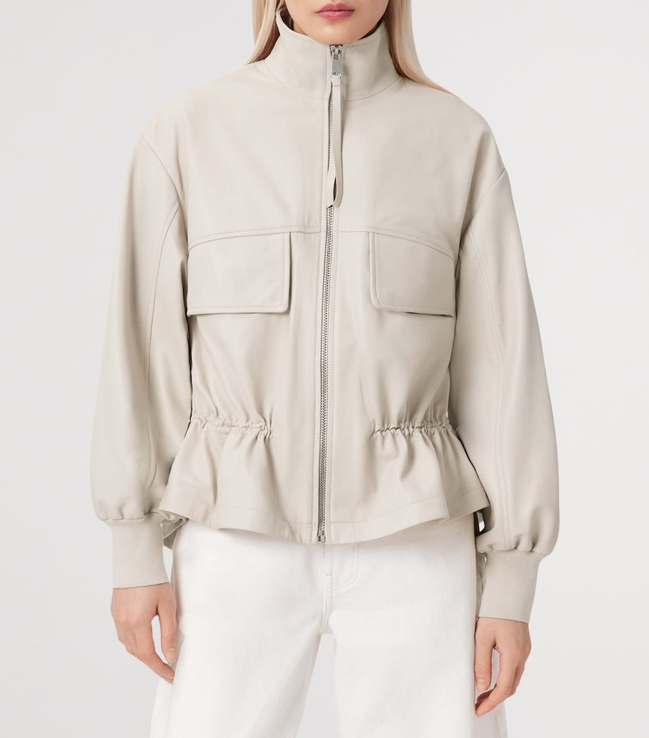 Leather Flor Jacket OFF WHITE Image 5