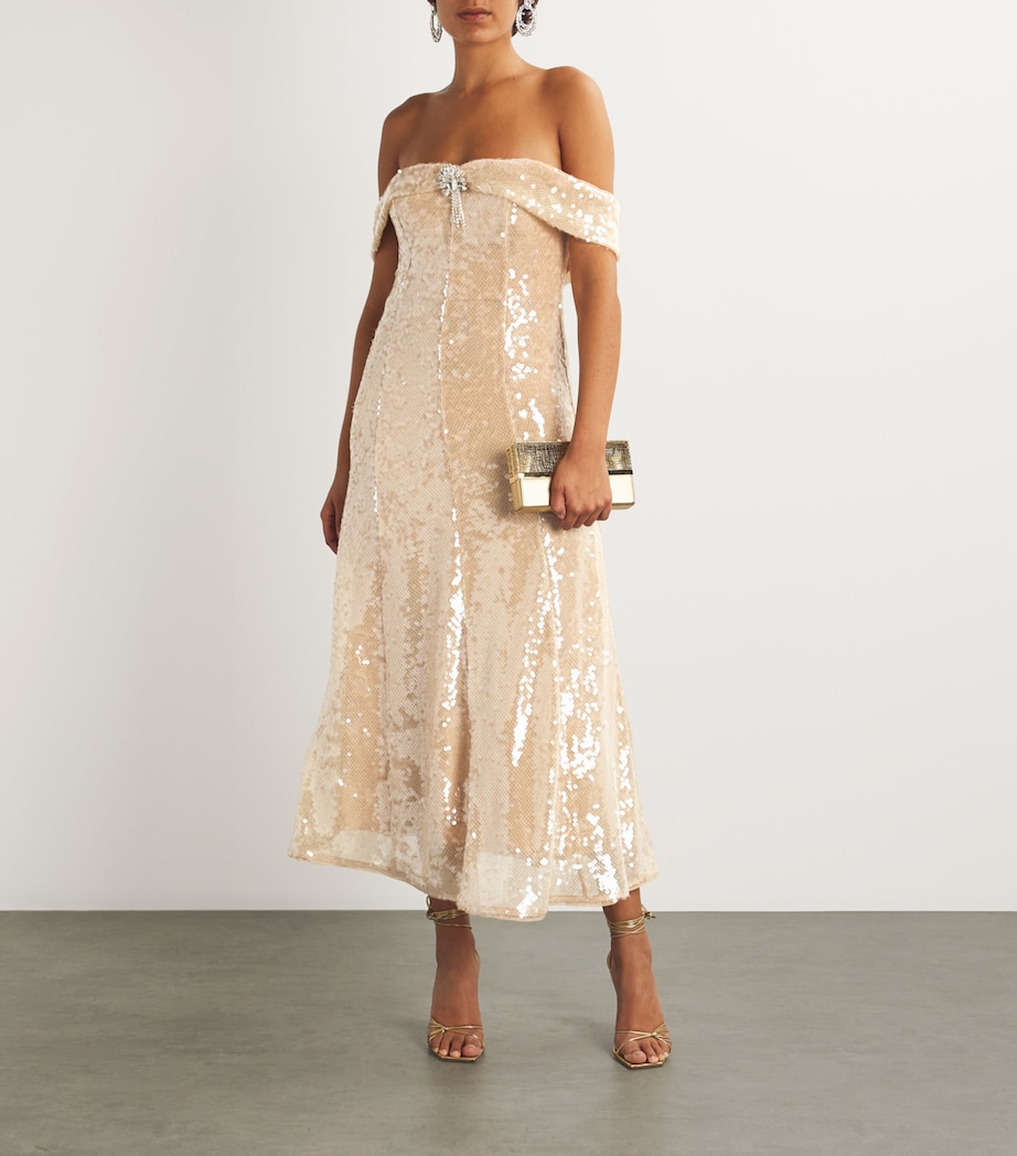 Embellished Off-The-Shoulder Midi Dress GOLD Image 2