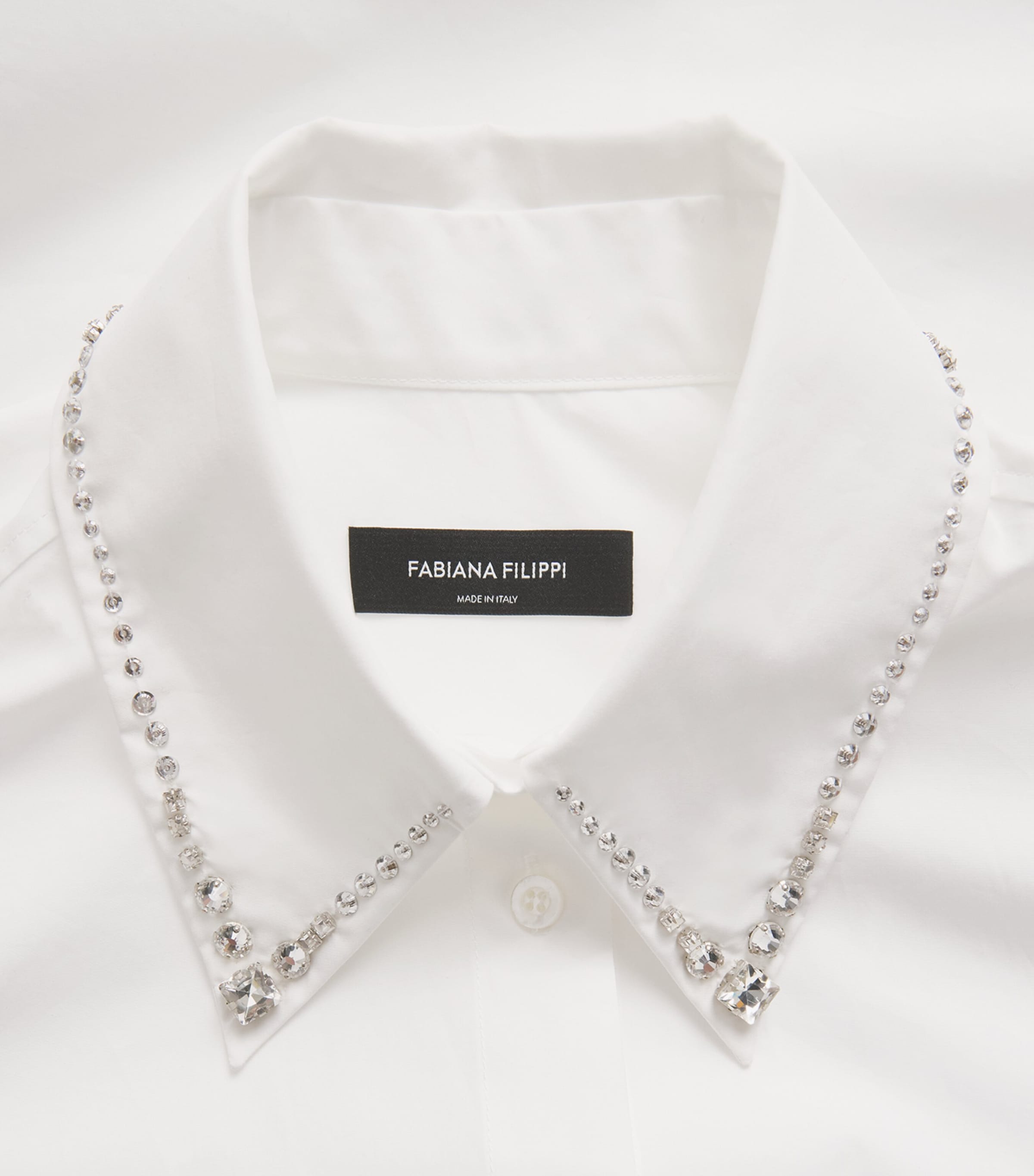 Fabiana Filippi Womens Cotton Rhinestone-Embellished Shirt Bianco Ottico Image 6