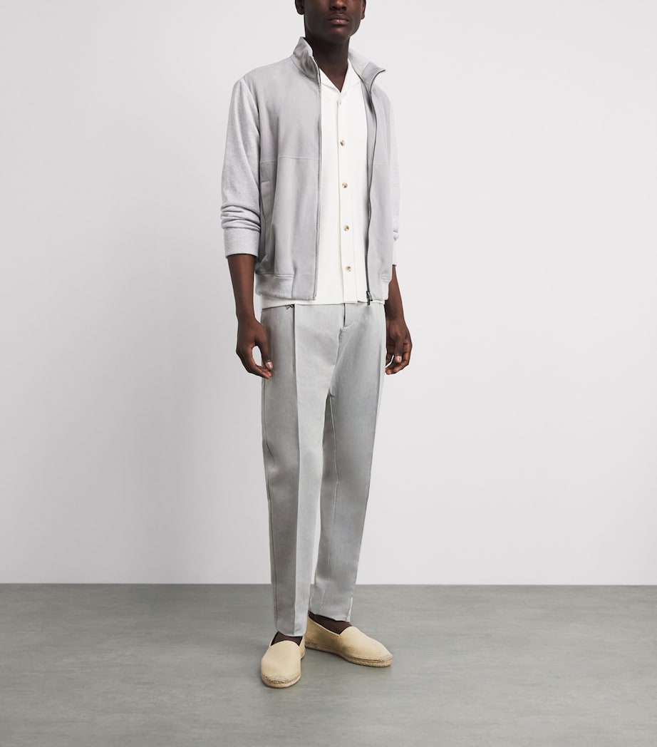 Paul & Shark Mens Linen-Cotton Drawstring Chinos Light Grey Image 2