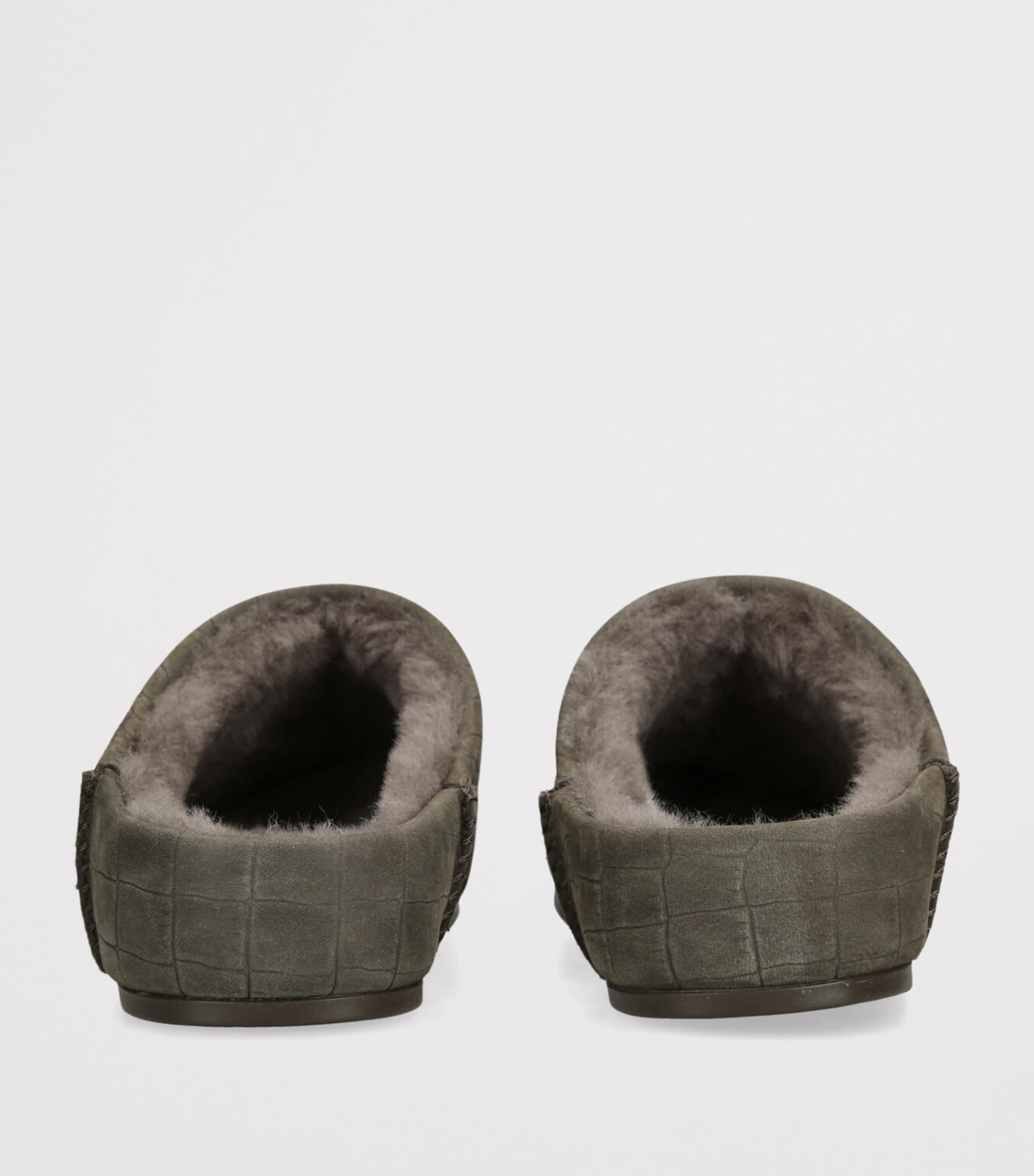 Leather Embossed Elea Slippers GREY/DARK Image 2