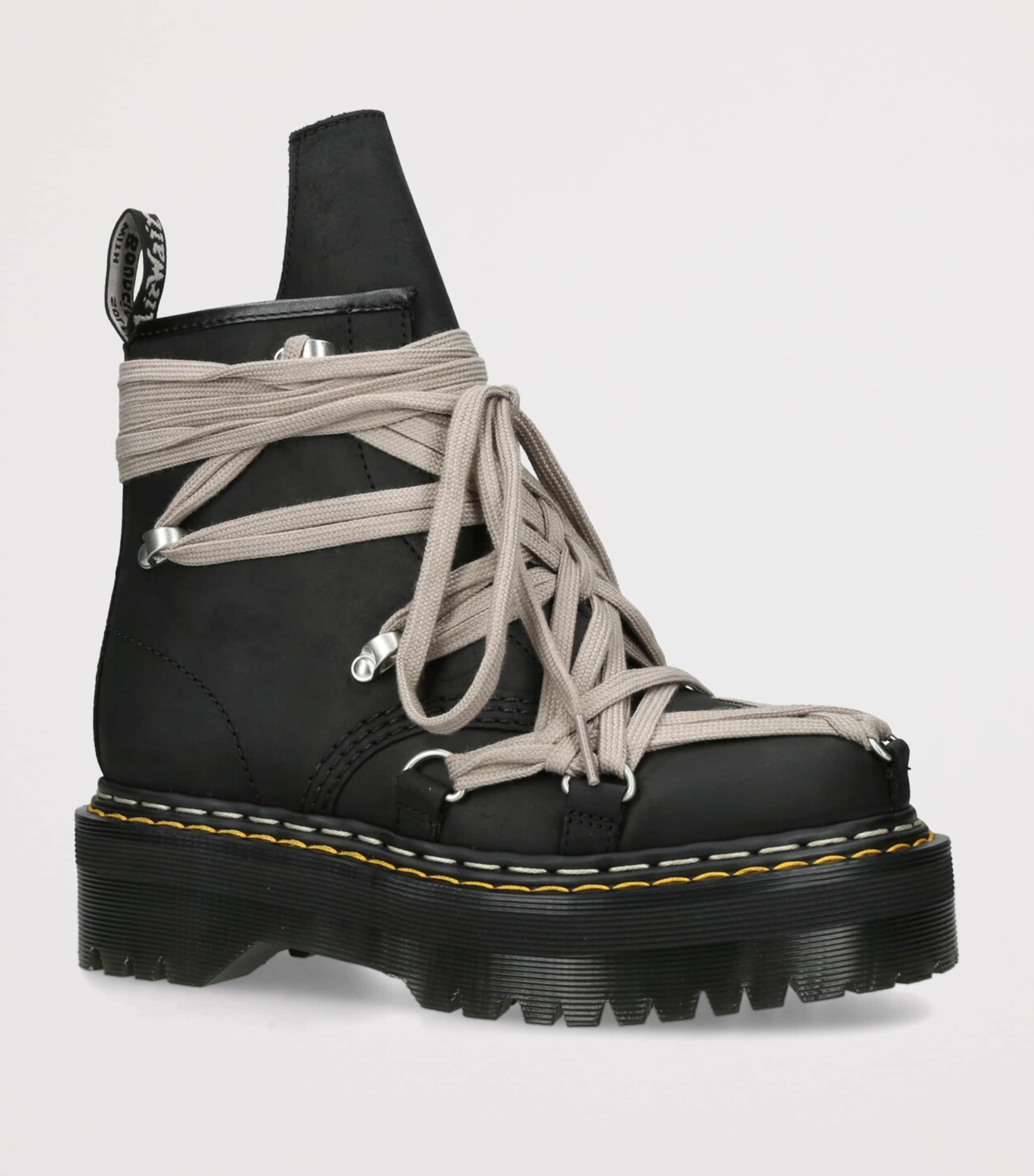 x Dr. Martens Leather 1460 Quad Sole Megalace Ankle Boots BLACK/COMB Image 3