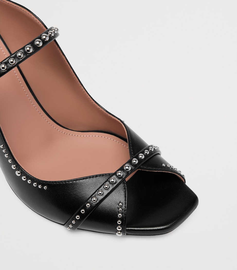Leather Studded Noah Heeled Sandals 70 BLACK Image 5