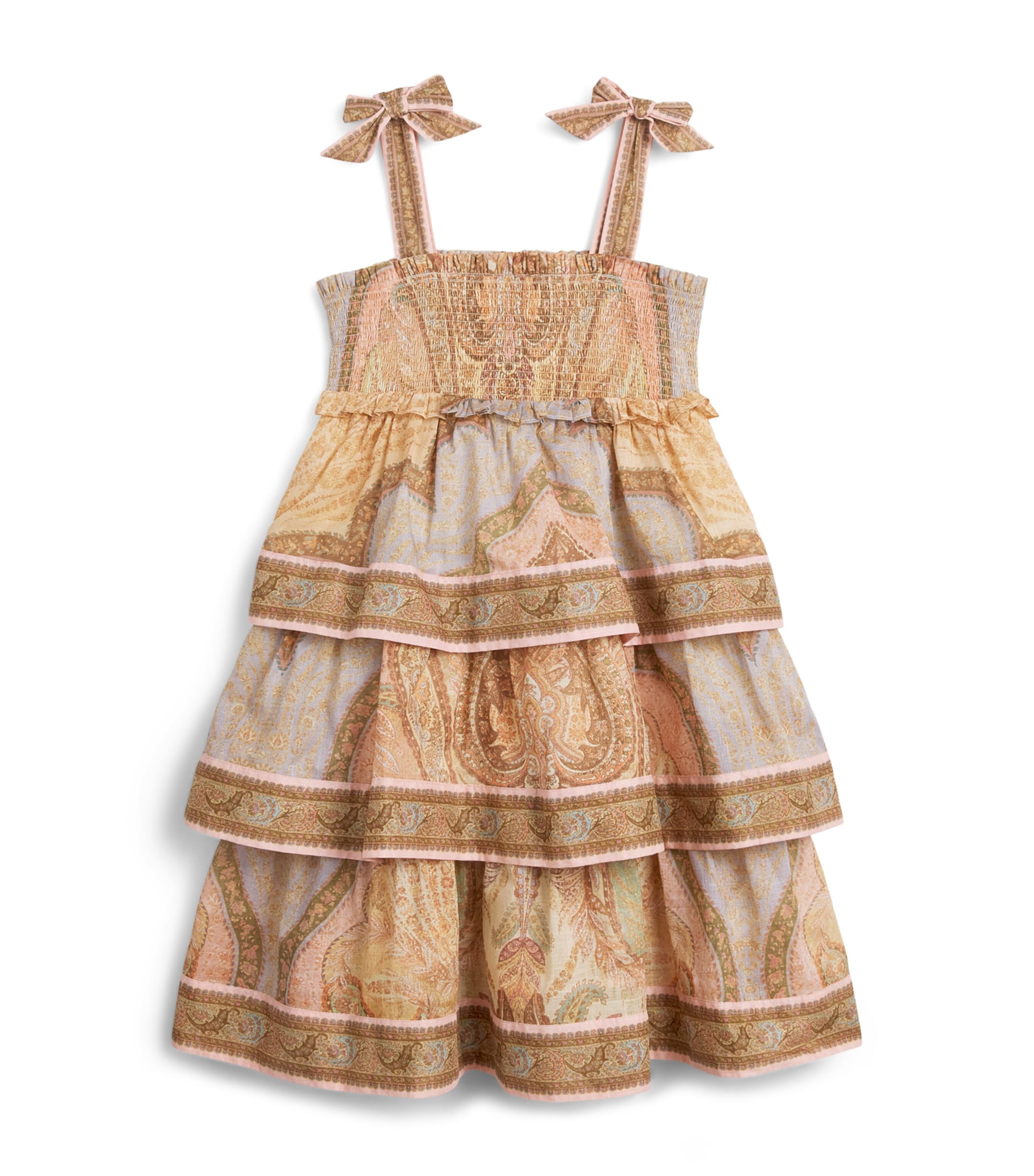 Zimmermann Kids Cotton Tiered Awaken Dress (1-12 Years) Tapestry Sand Multi Image 1