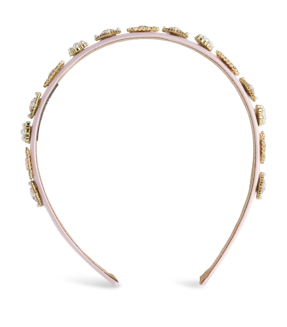 David Charles Embellished Velvet Hairband X Pl Pnk & Prl Stnes Image 1