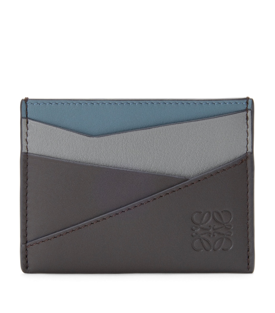 Leather Puzzle Card Holder GREY/STORM BLUE Image 1