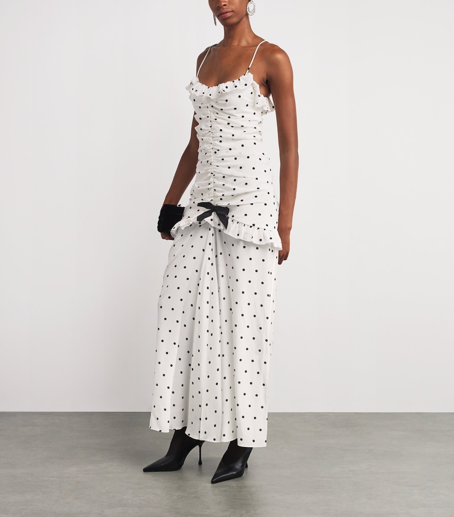 Silk Polka Dot Maxi Dress 0822 WHITE-NAVY BLUE Image 2