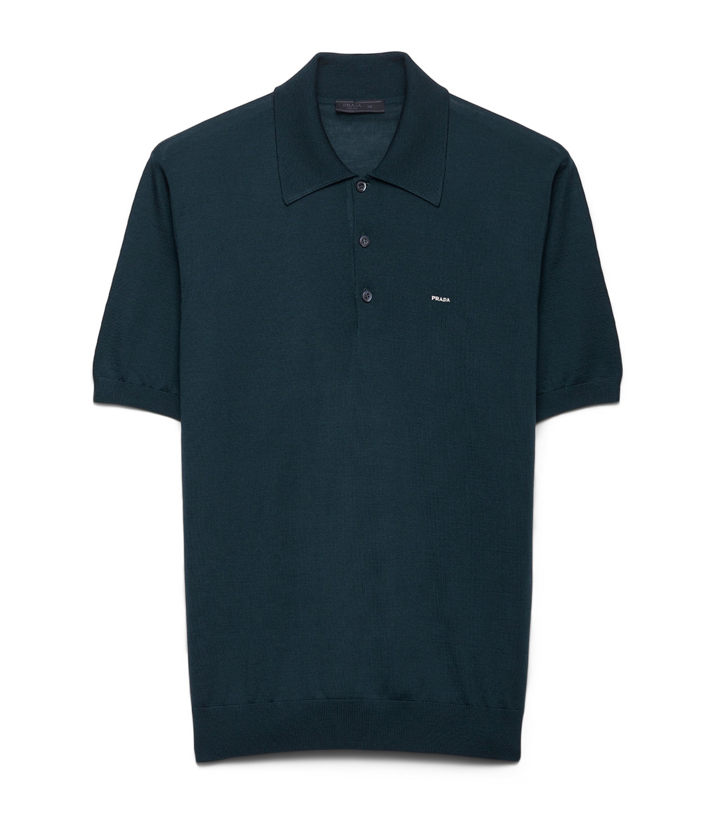 Prada Green Superfine Wool Polo Shirt | Harrods UK