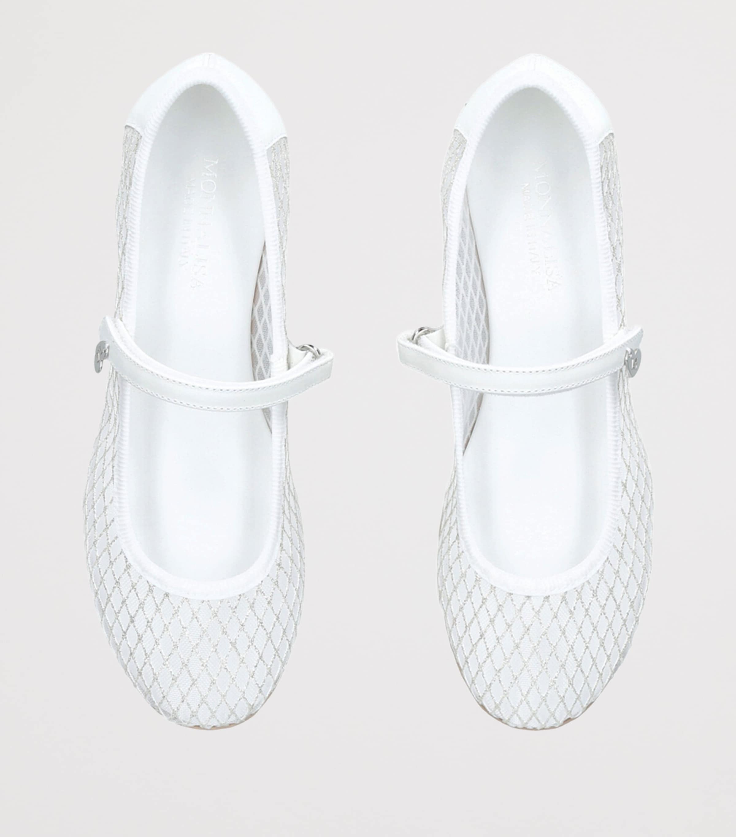 Mesh Glitter Ballet Flats WHITE Image 4