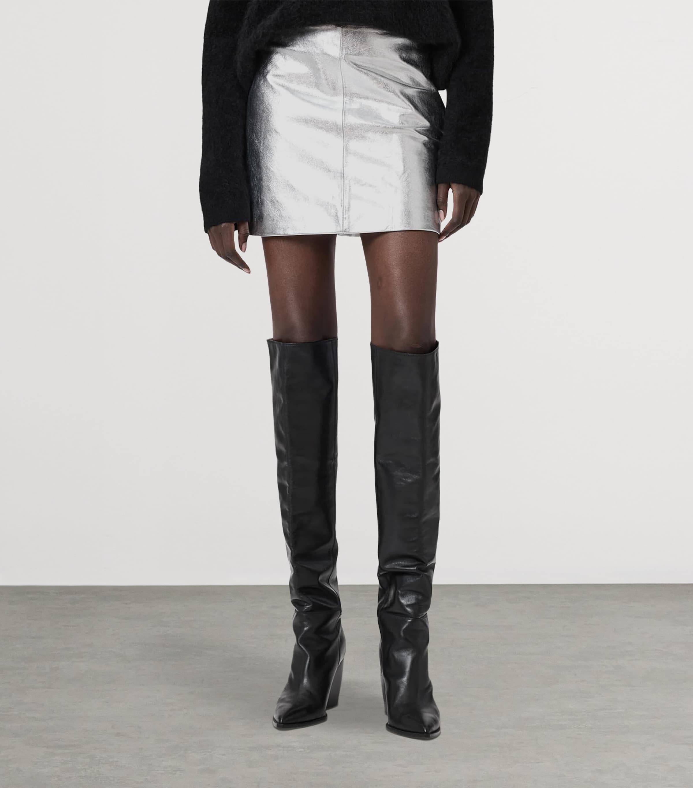 Metallic Leather Renai Mini Skirt SILVER Image 5