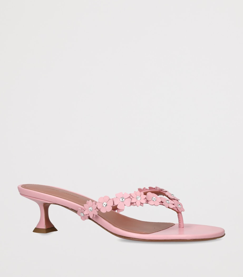 Amina Muaddi Leather Janis Heeled Sandals 45 Pink Image 3