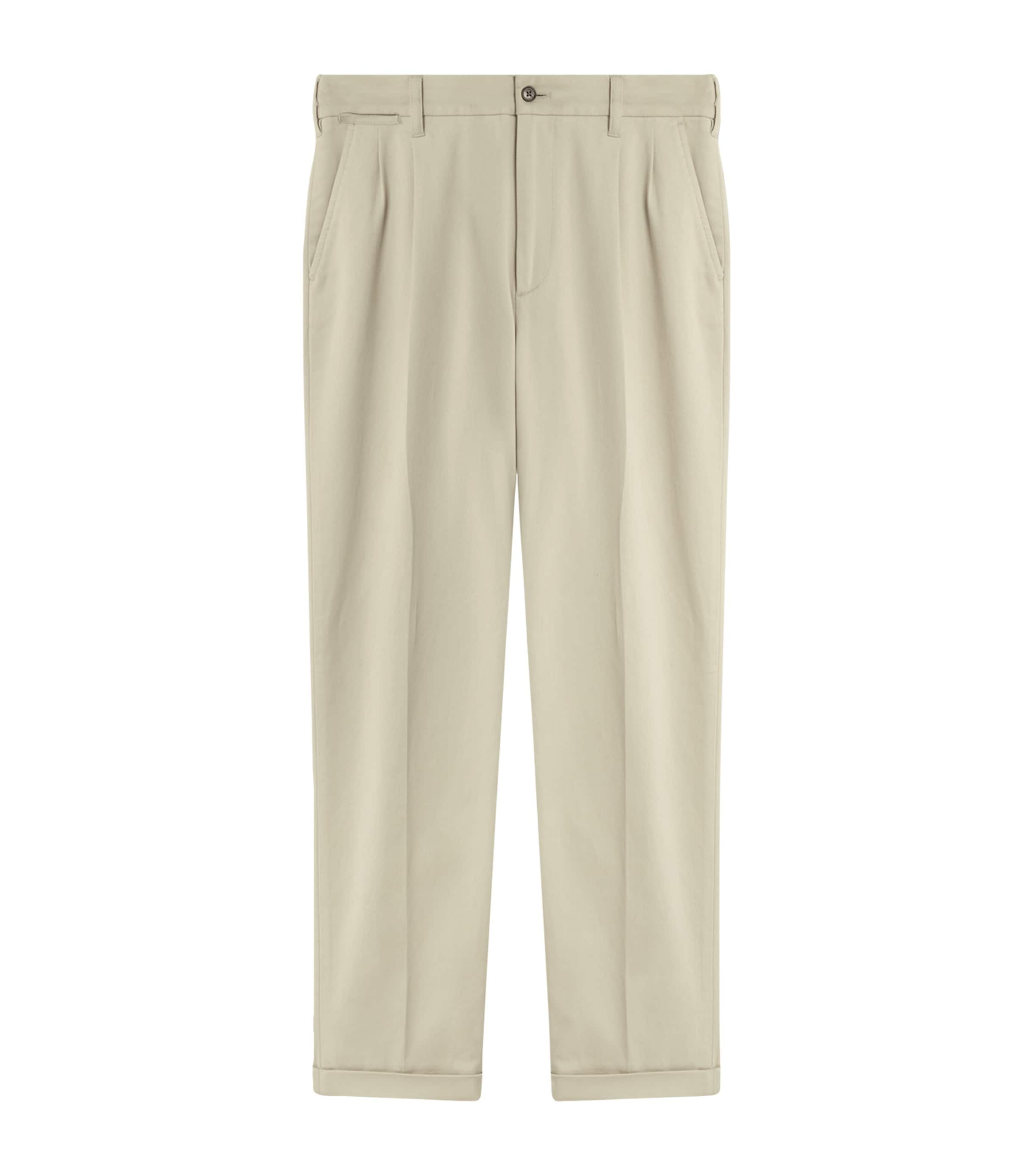 Stretch-Cotton Twill Double-Pleat Chinos 270STONE Image 1