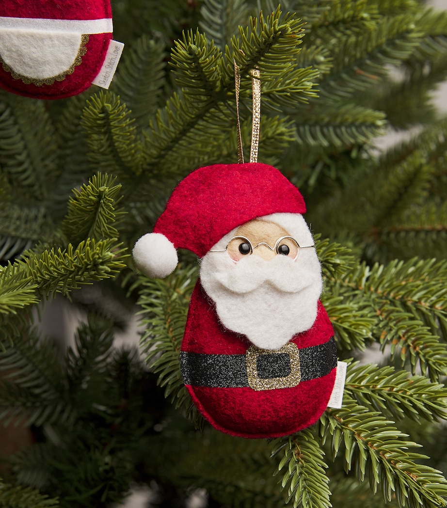 SKETCH.STITCH.LOVE Woollen Father Christmas Tree Decoration Burgundy/white Image 3