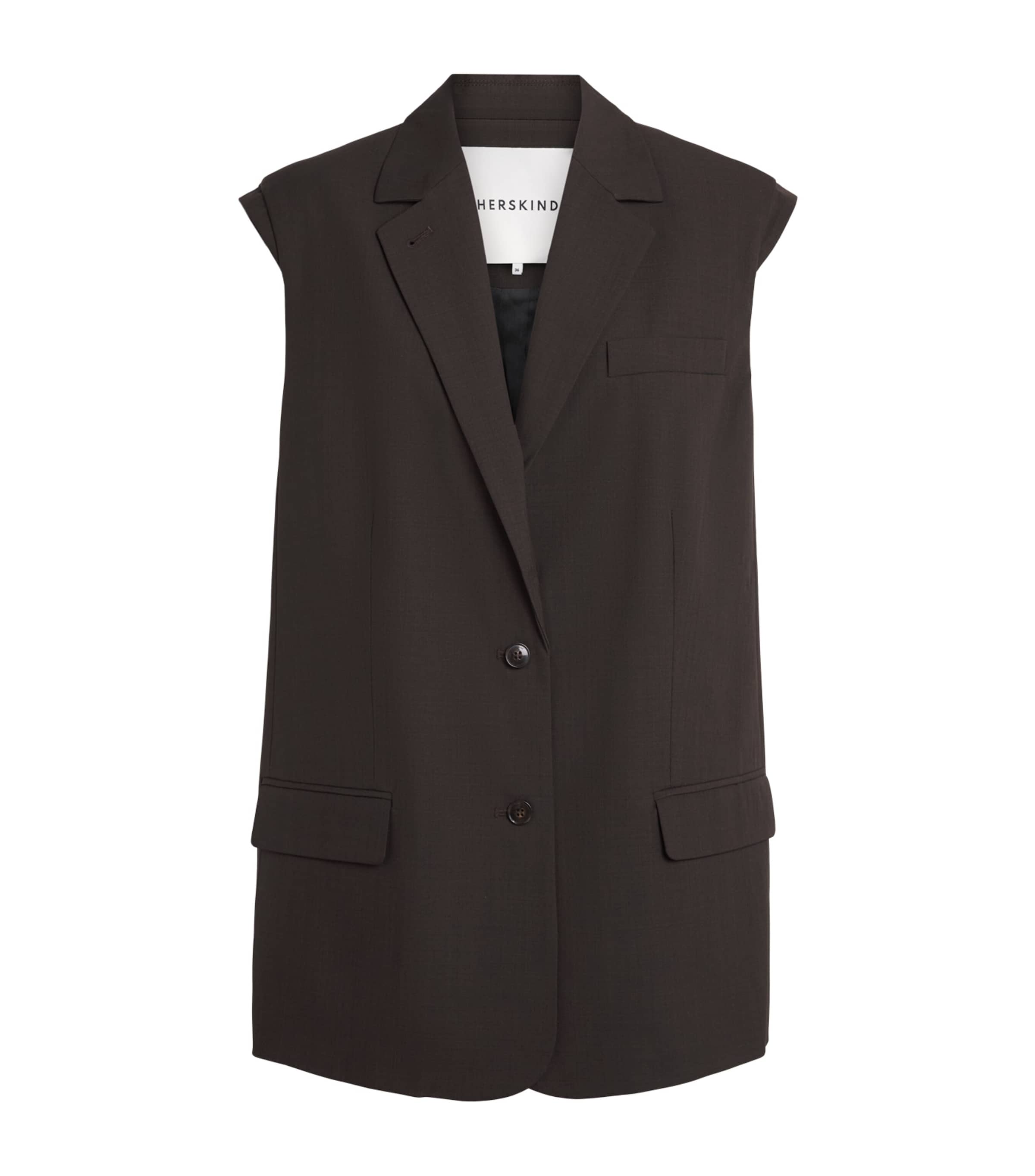 Herskind Womens Cohen Sleeveless Blazer Coffee Brown Image 1