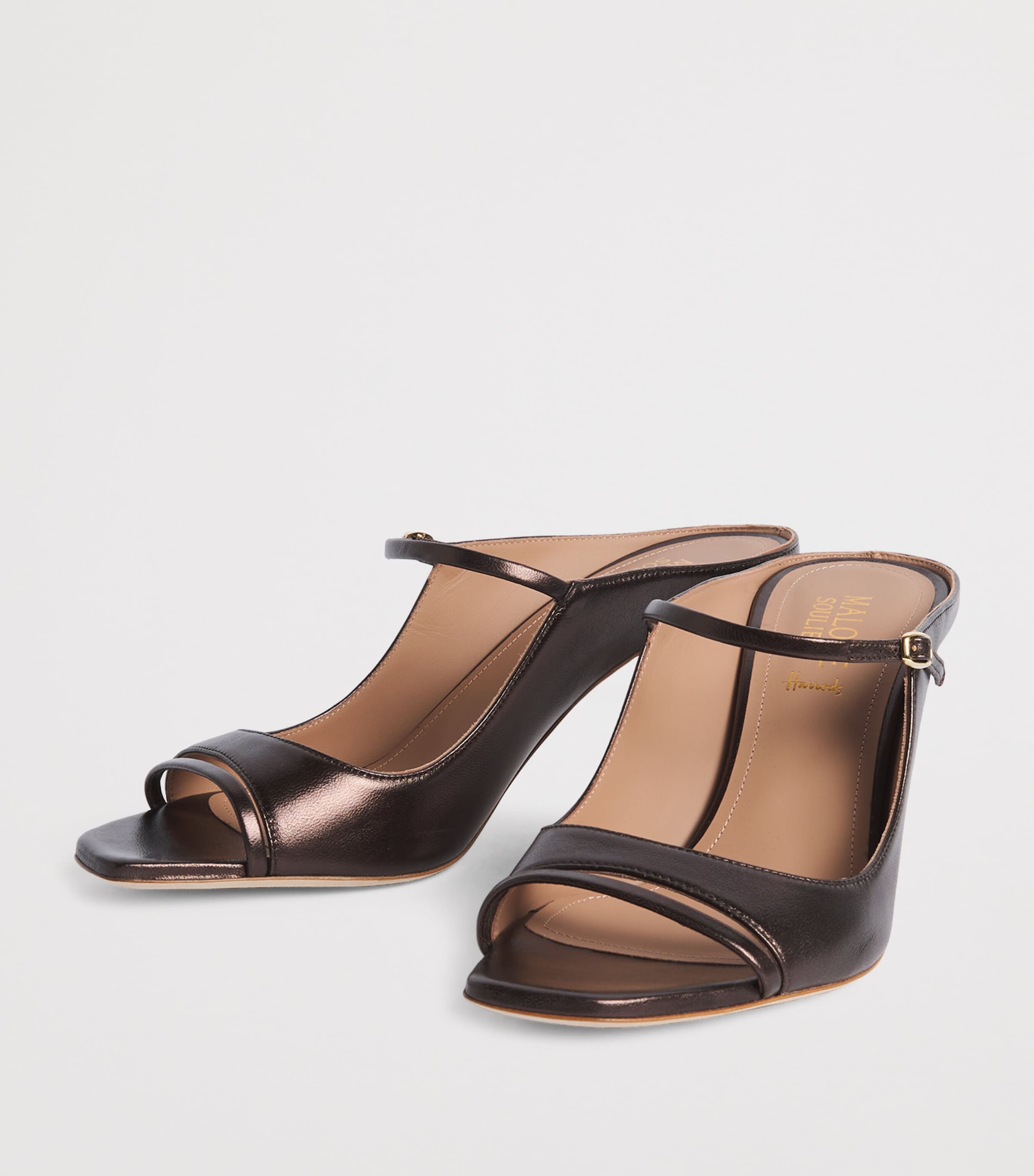Malone Souliers Metallic Leather Rania Heeled Mules 70 Tobacco Image 3