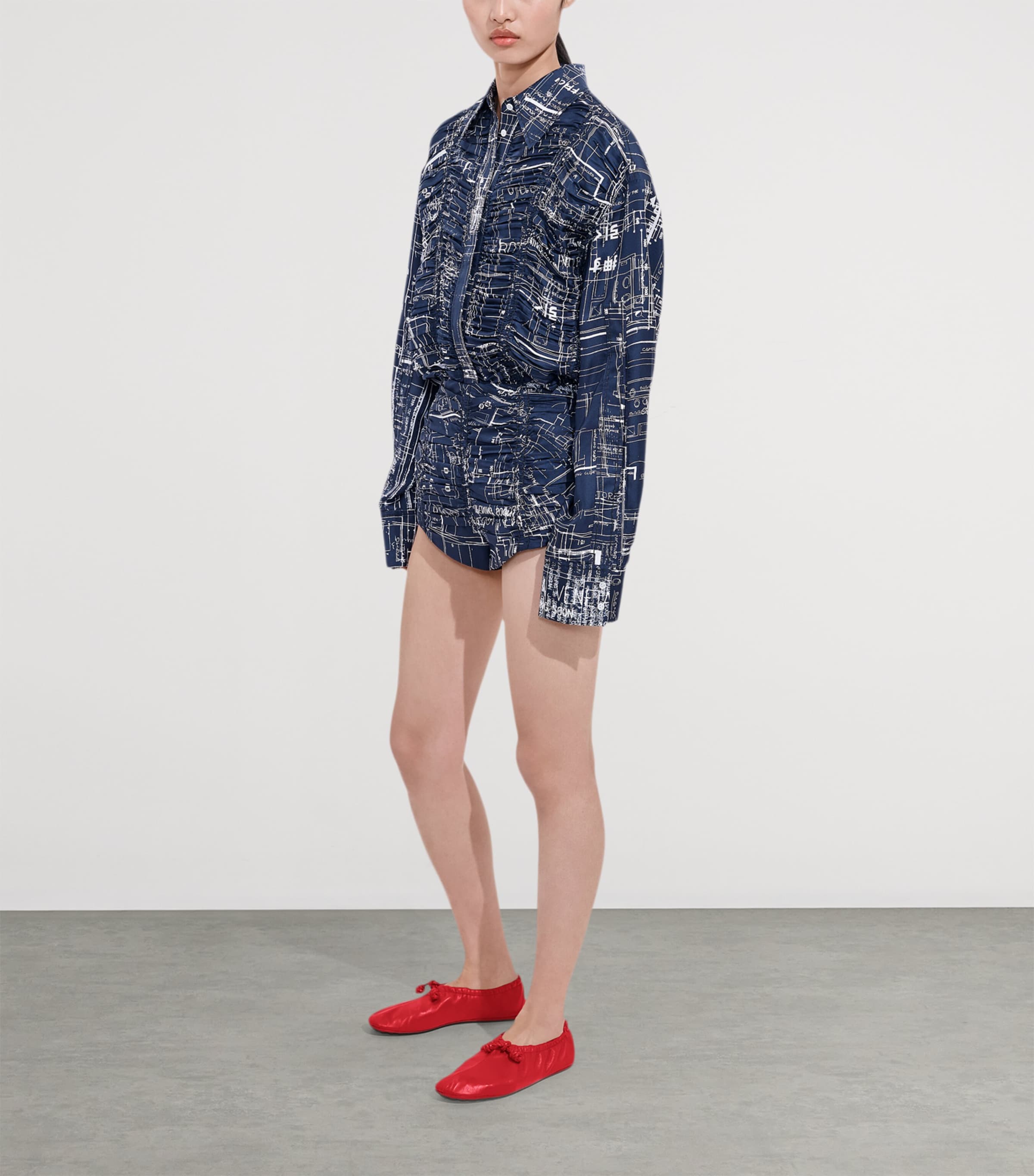 Bottega Veneta Leather Scrunched Ballet Flats Image 2