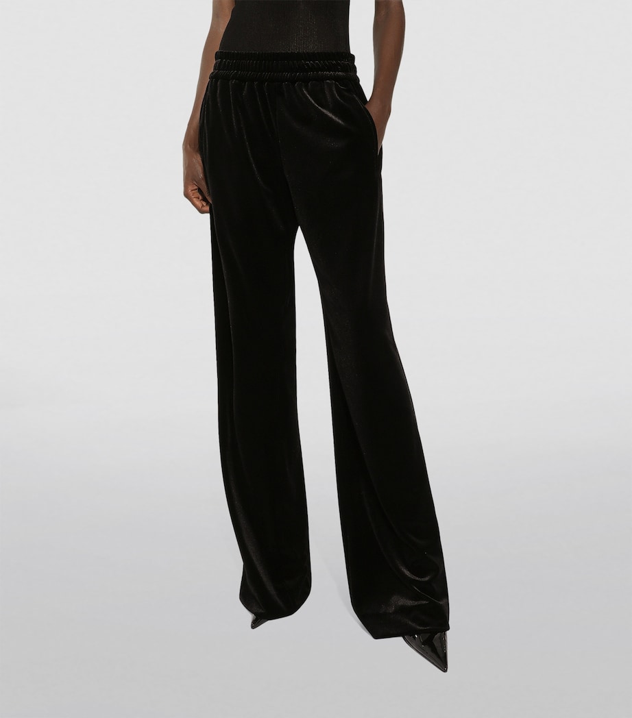 Velour Flared Trousers N0000-BLACK Image 3