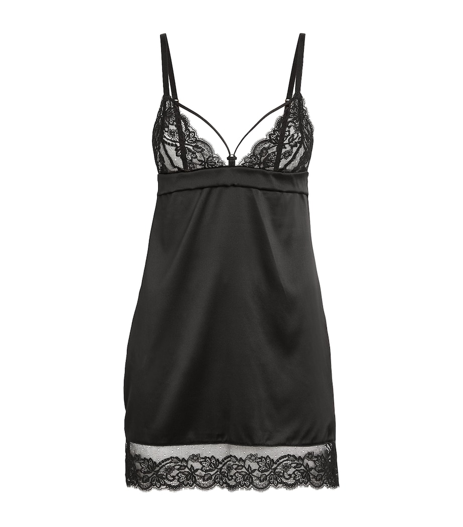 Coco De Mer Womens Silk Slip Nightie Black Image 1