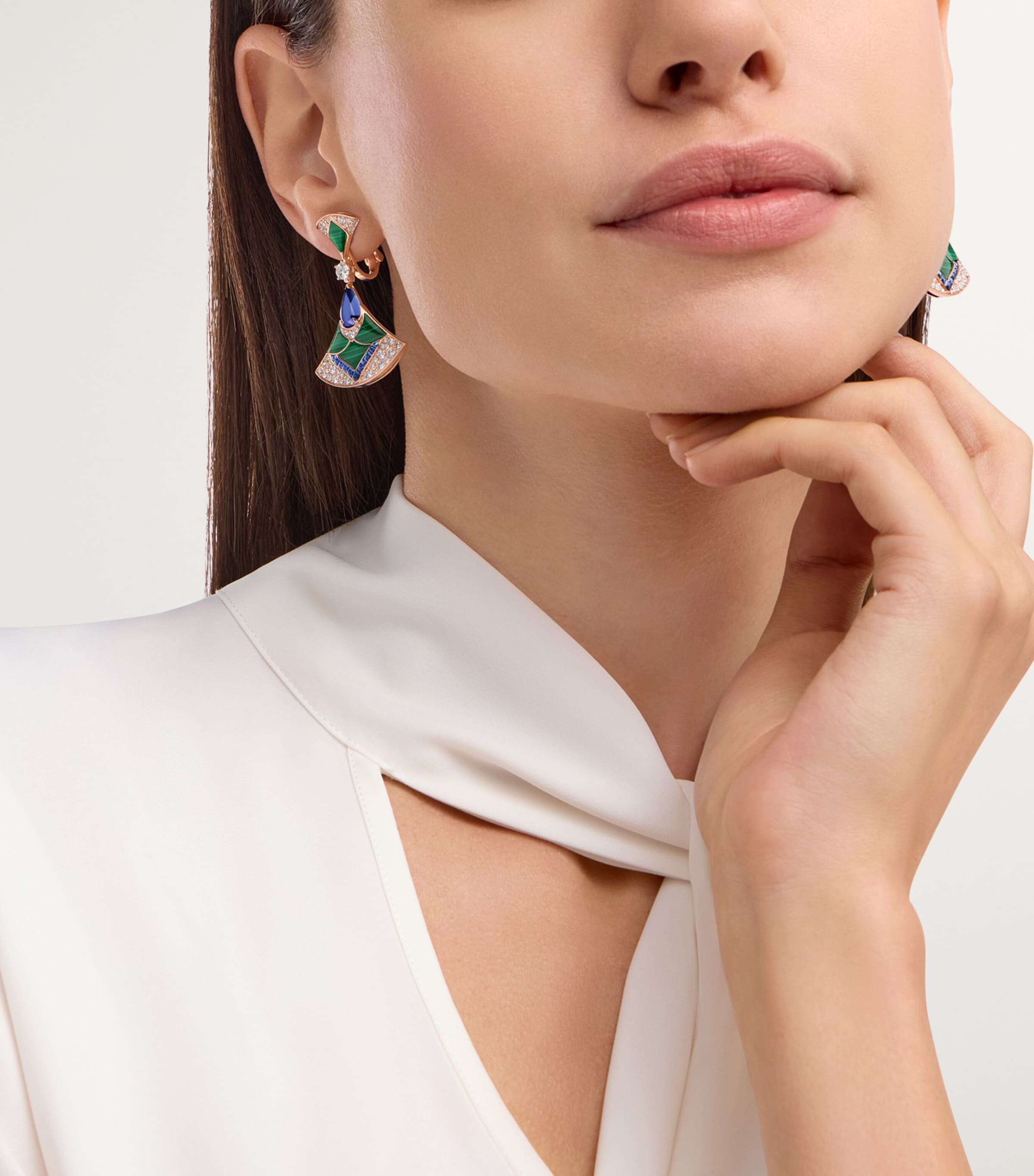 Bvlgari Rose Gold, Diamond and Sapphire Divas' Dream Drop Earrings Pink Gold Image 3