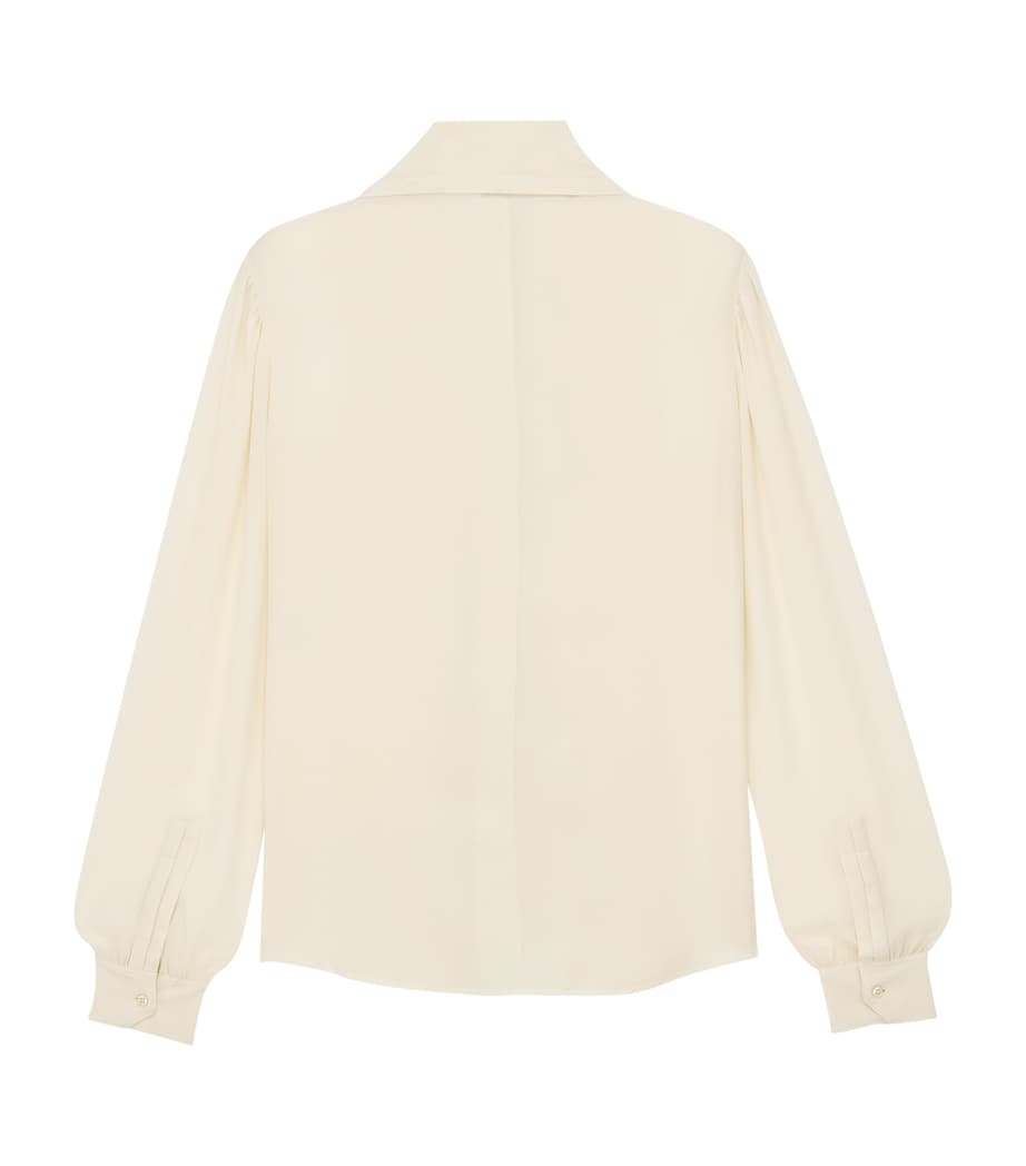 Saint Laurent Womens Silk Pussybow Blouse Image 4