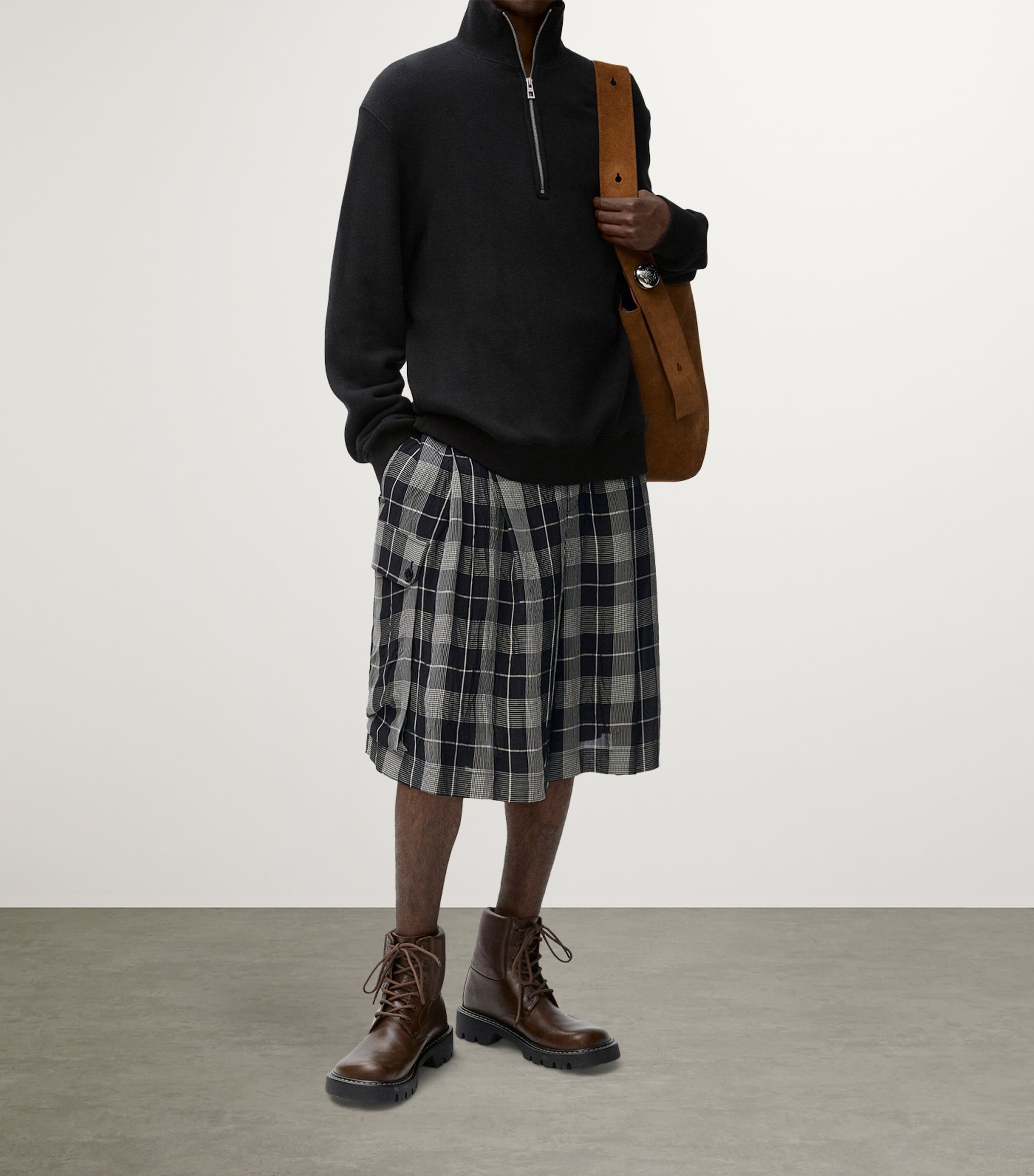 LOEWE Mens Oversized Chequered Shorts Black/white Image 2