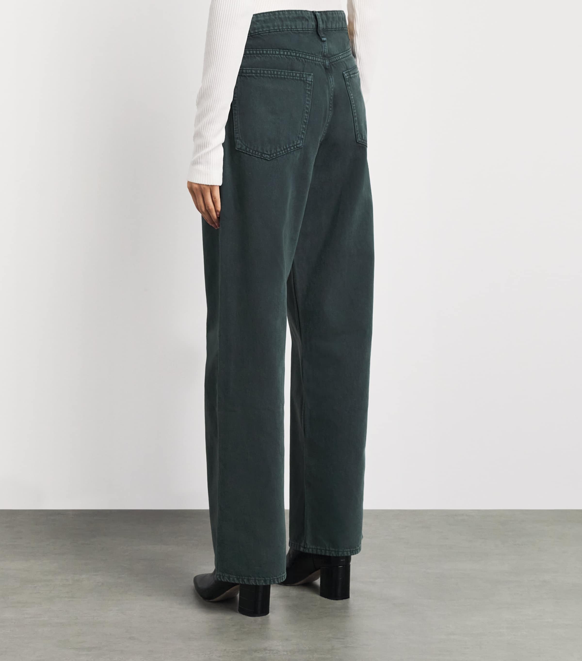 Rag & Bone Womens Logan Mid-Rise Wide-Leg Jeans Greenstone Image 5