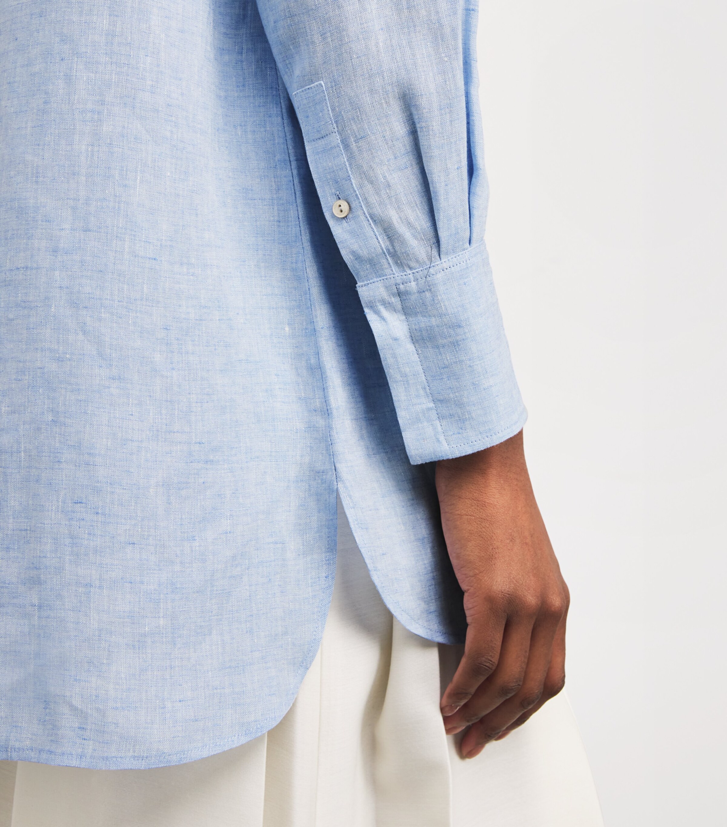 Linen Oversized Shirt A26 LIGHT WATER Image 6