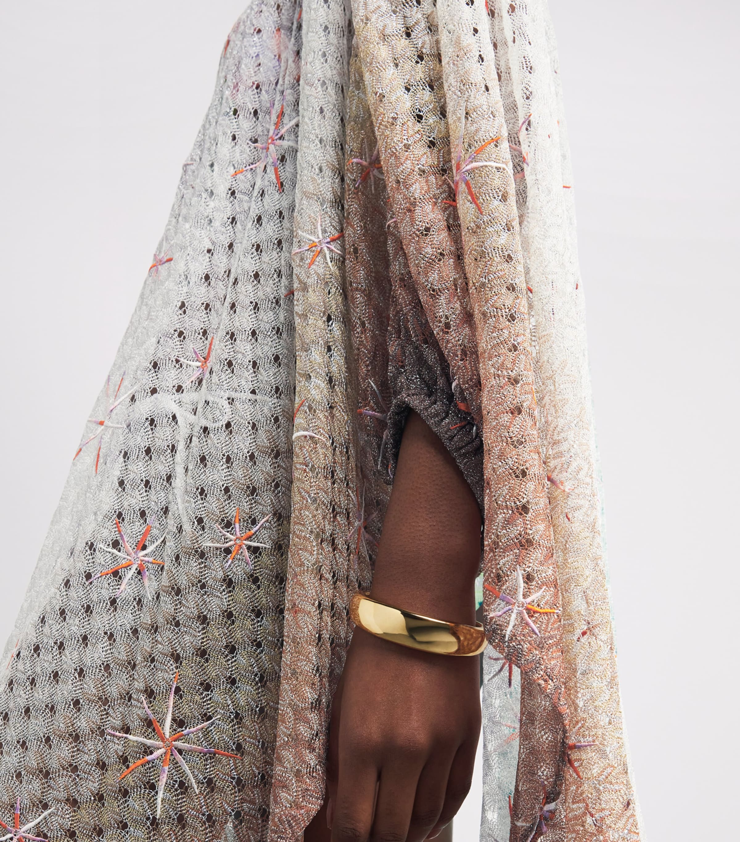 Metallic-Trim Embroidered Mini Kaftan SMSMG GRN/BLU/ORNGE Image 4