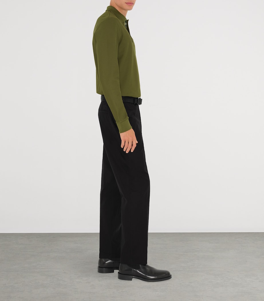 Cotton EKD -Embroidered Long-Sleeve Polo Shirt OLIVE Image 3