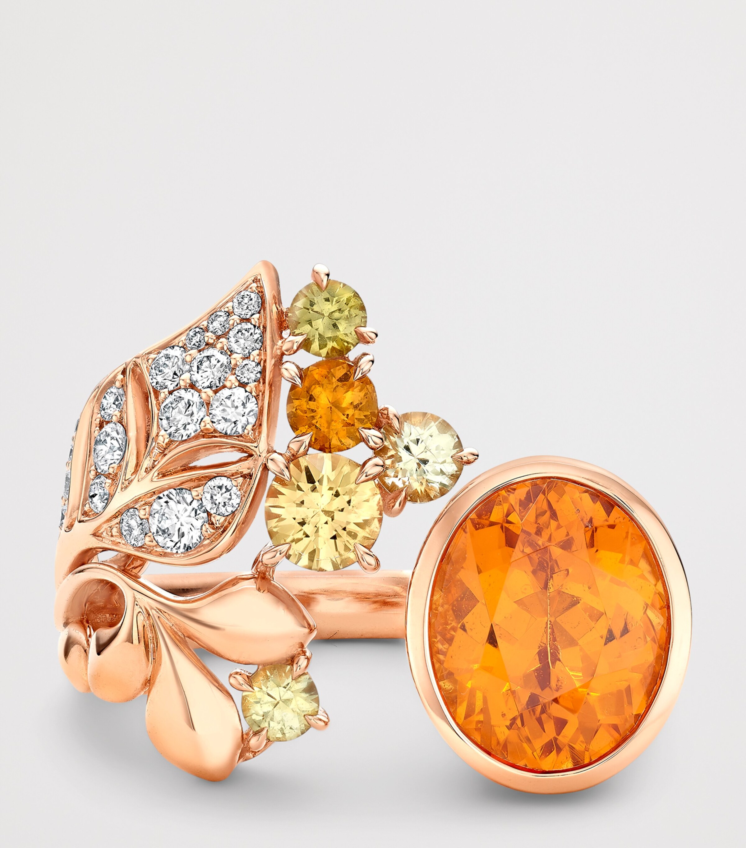 Boodles Rose Gold, Diamond, Garnet and Sapphire Silk Mantua Palace Ring Orange Image 3