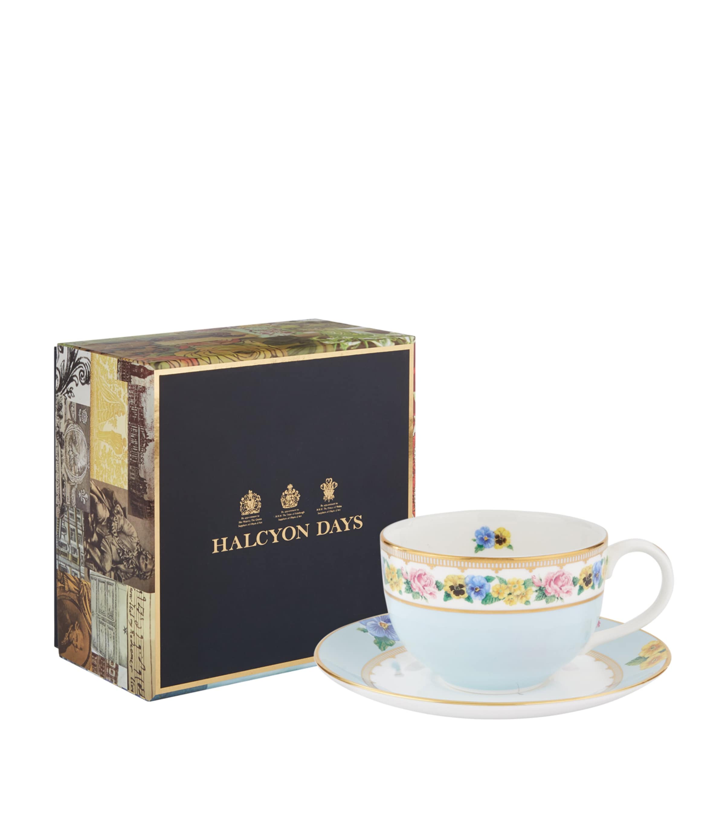 Halcyon Days Shell Garden Floral Teacup and Saucer Image 1