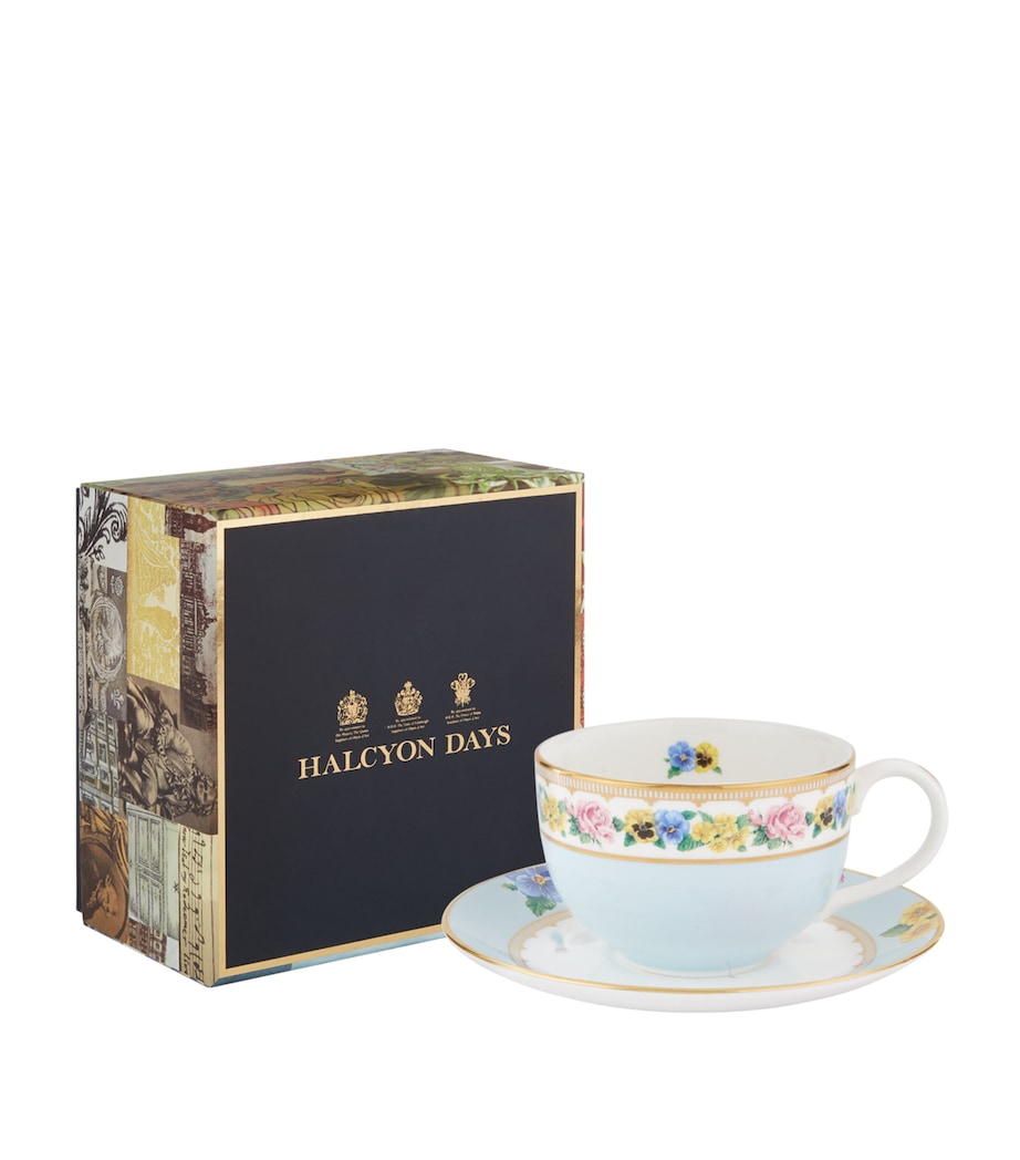 Halcyon Days Shell Garden Floral Teacup and Saucer Image 1
